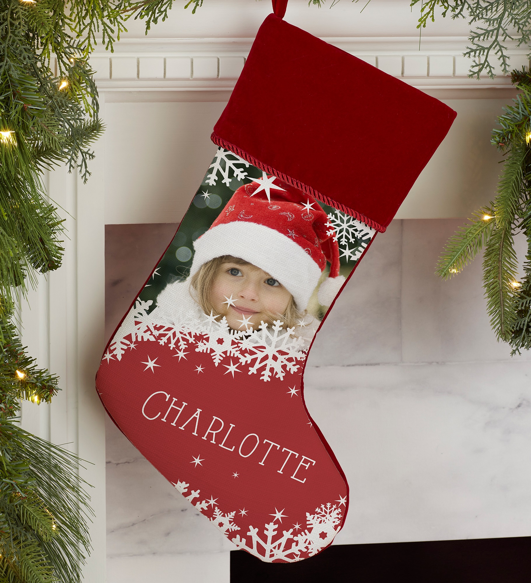 Snowflake Personalized Christmas Photo Stocking