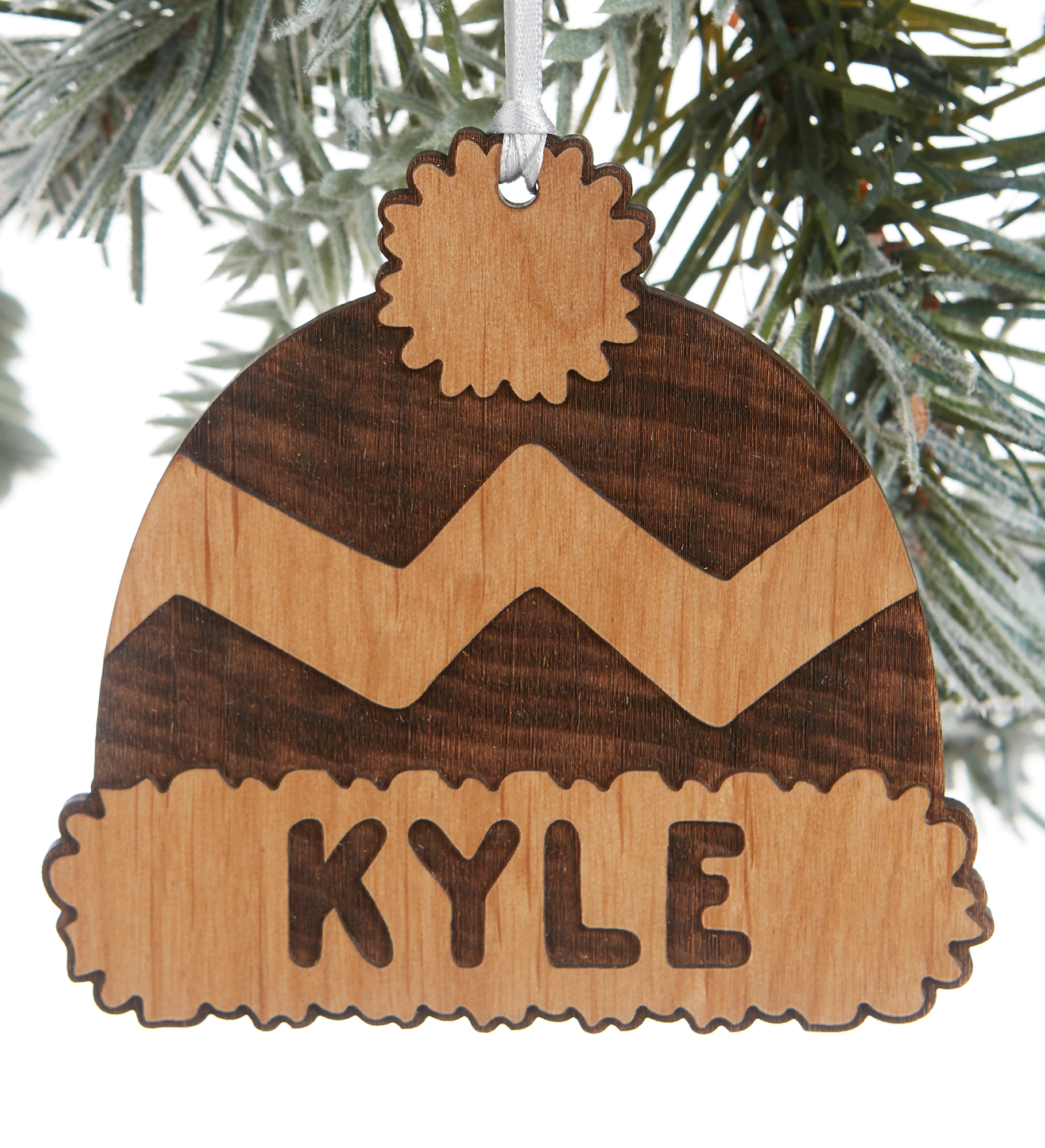 Family Winter Hat Engraved Wood Ornament