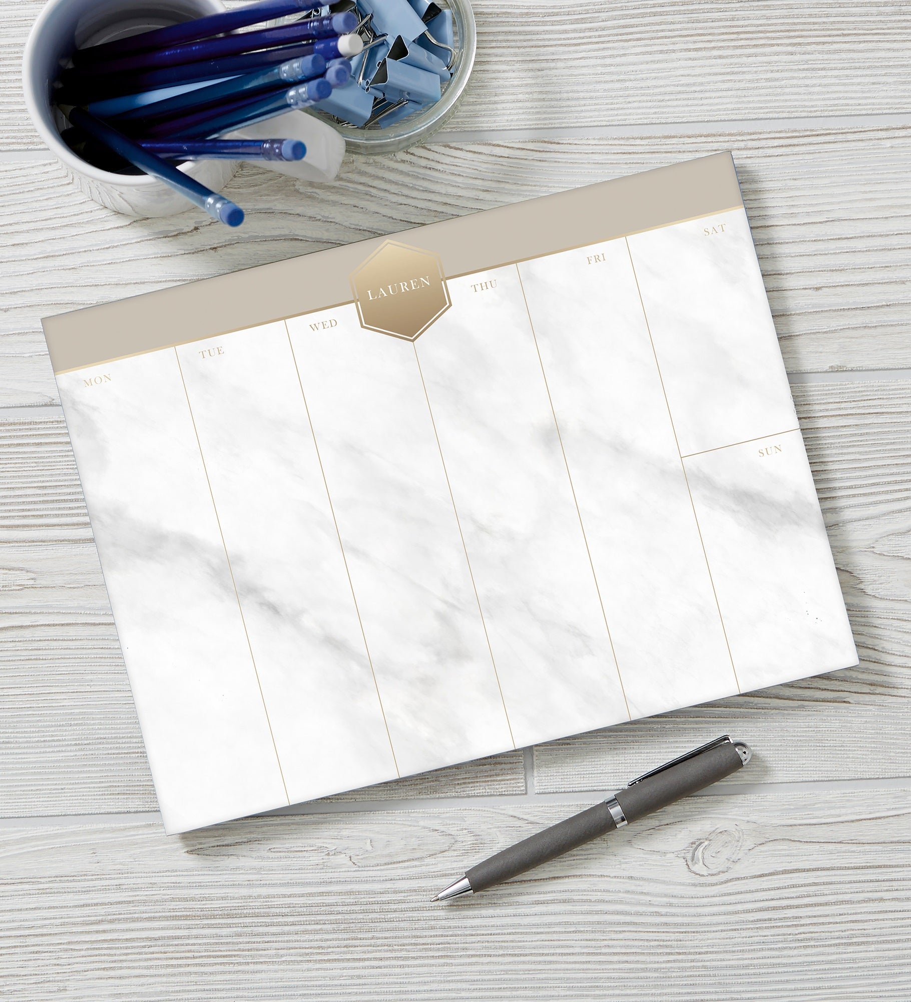 Modern Marble Personalized Weekly Planner
