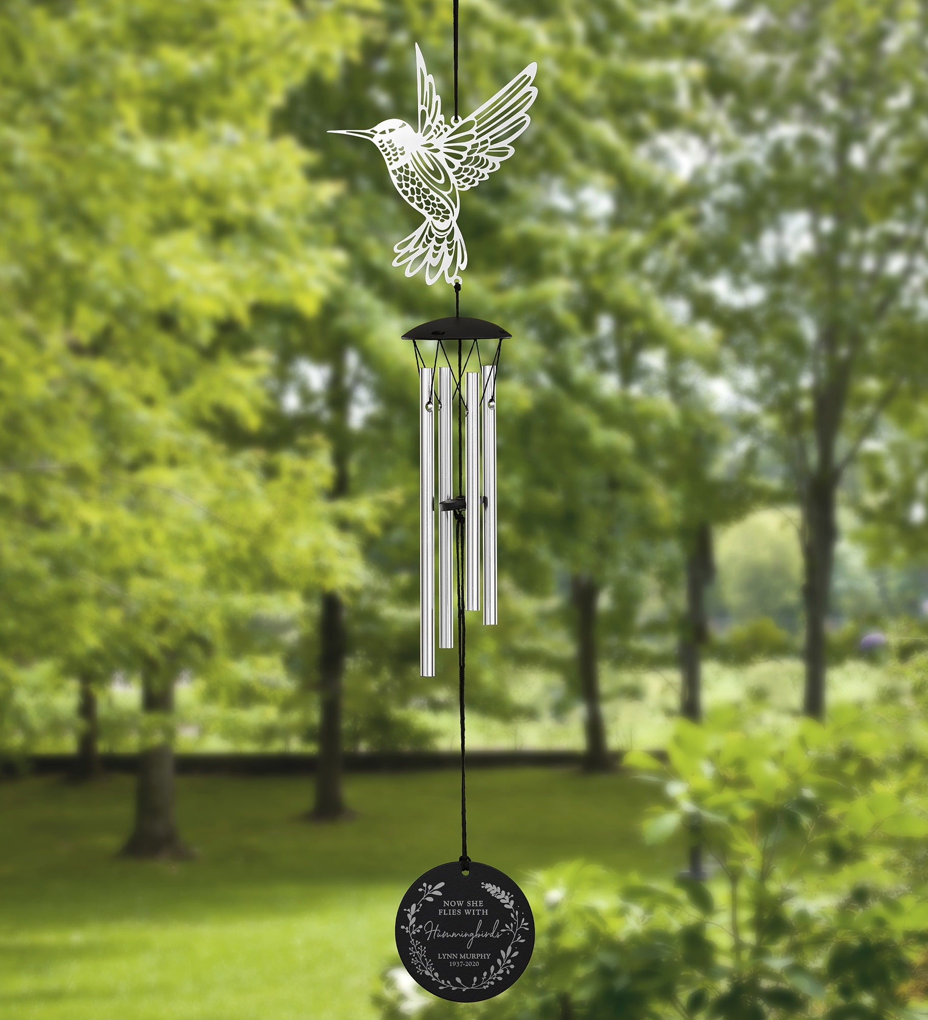 Flying With Hummingbirds Personalized Memorial Wind Chimes