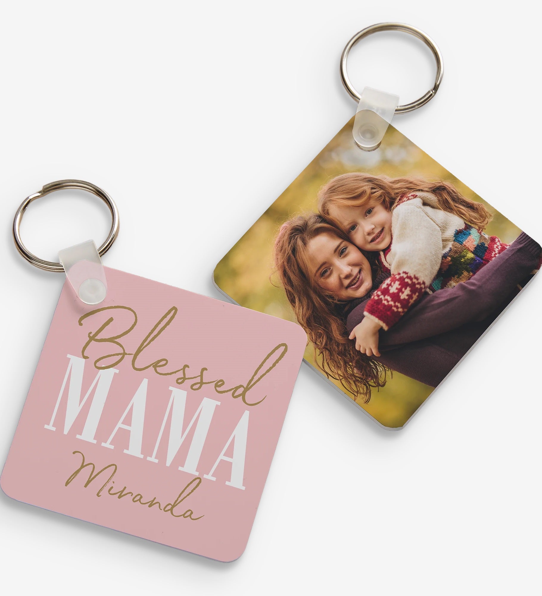 Blessed Mom Personalized Photo Keychain