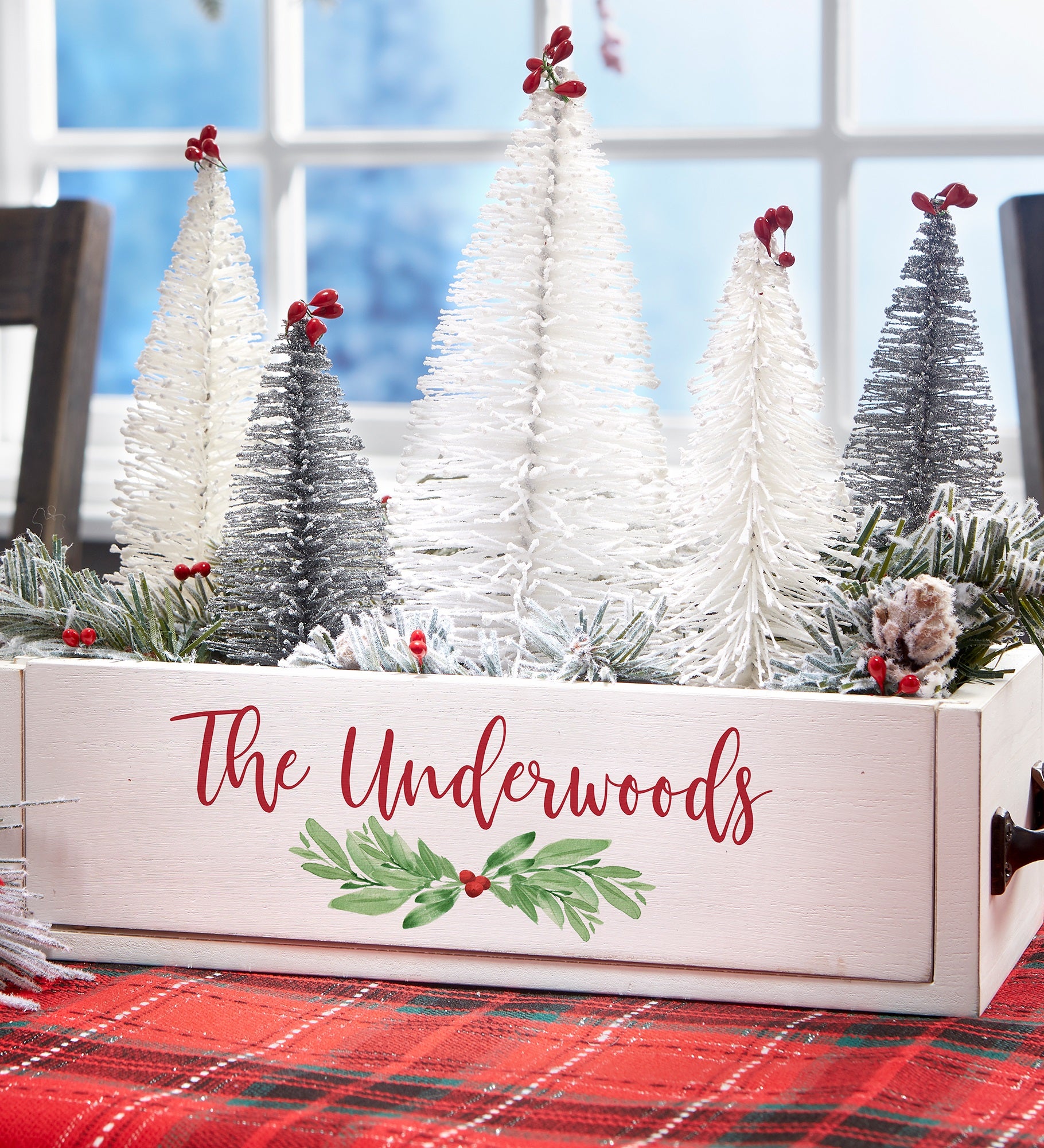 Family Personalized Christmas Wood Centerpiece Box