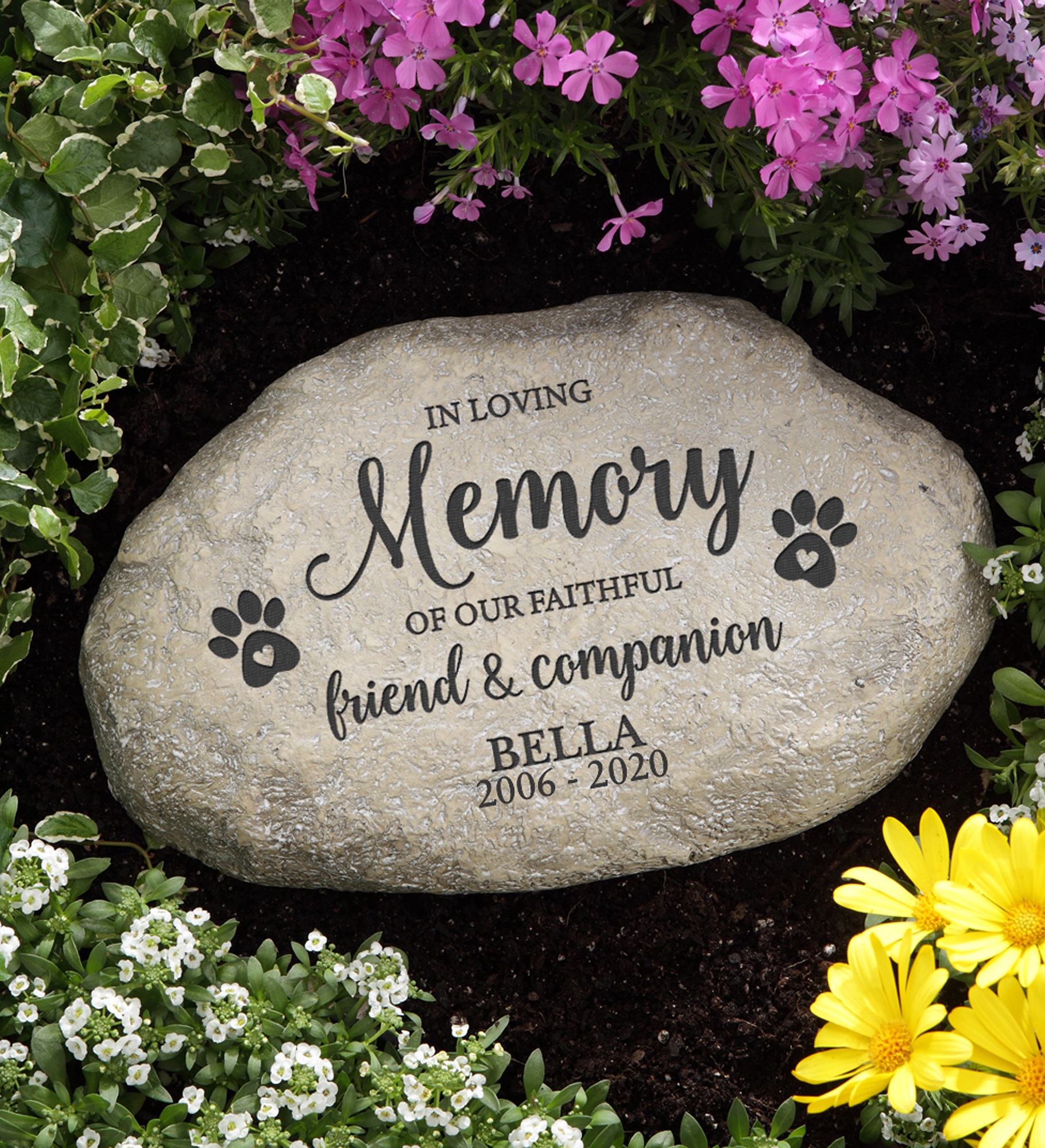 Rainbow Bridge Pet Memorial Personalized Standing Garden Stone