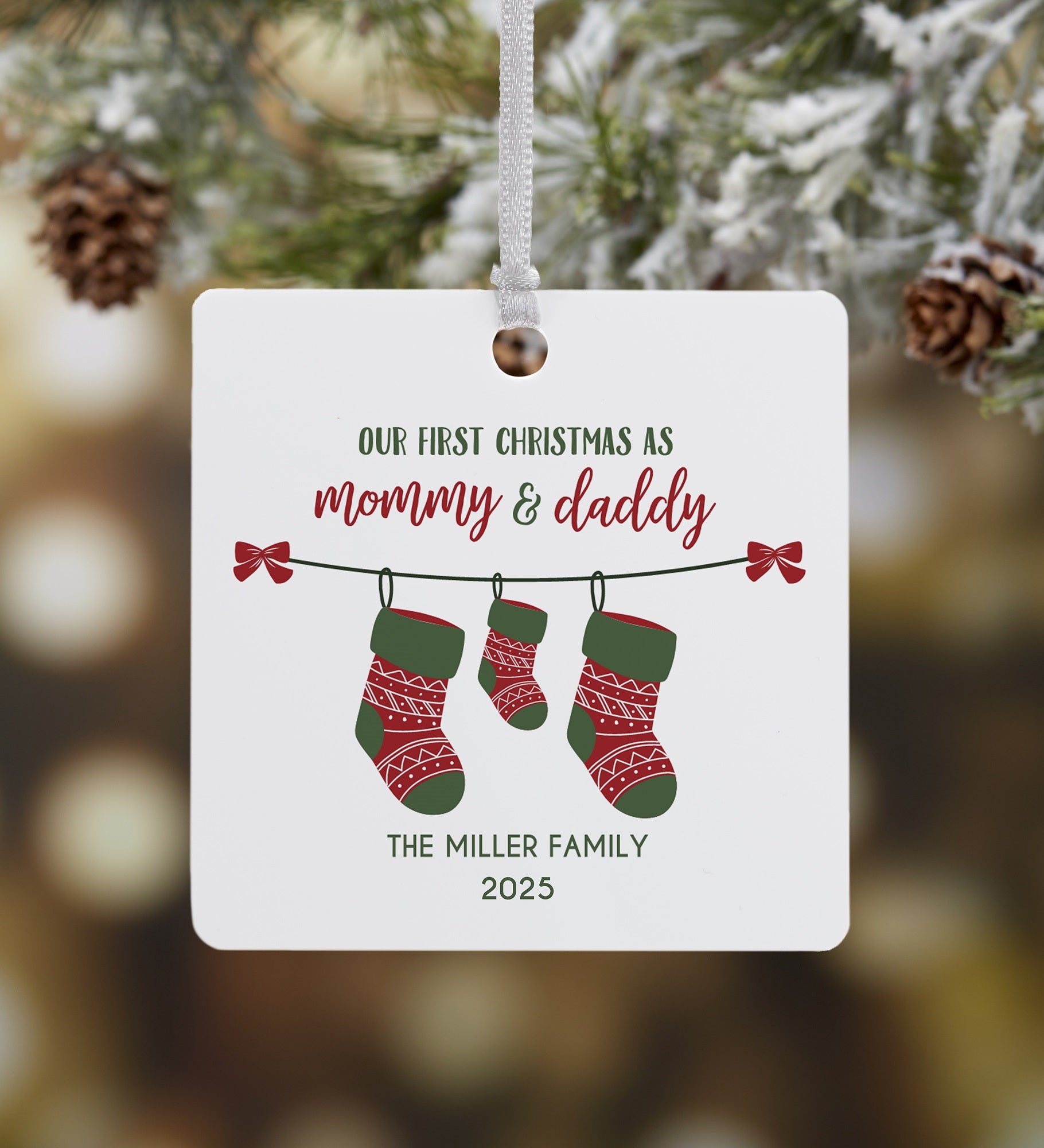 First Christmas as Parents Stockings Personalized Ornament