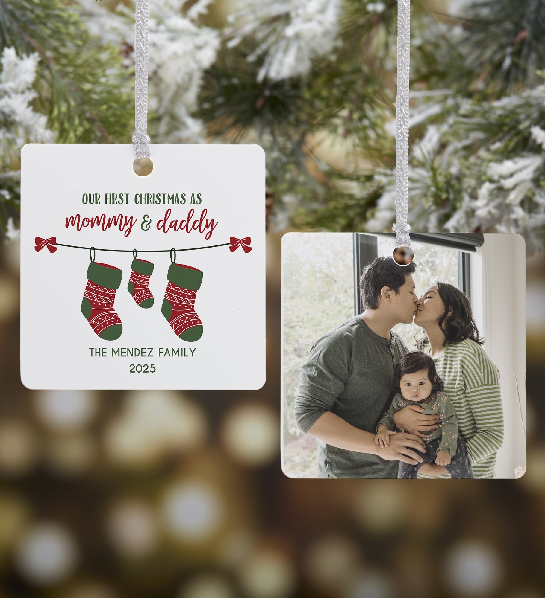 First Christmas as Parents Stockings Personalized Ornament