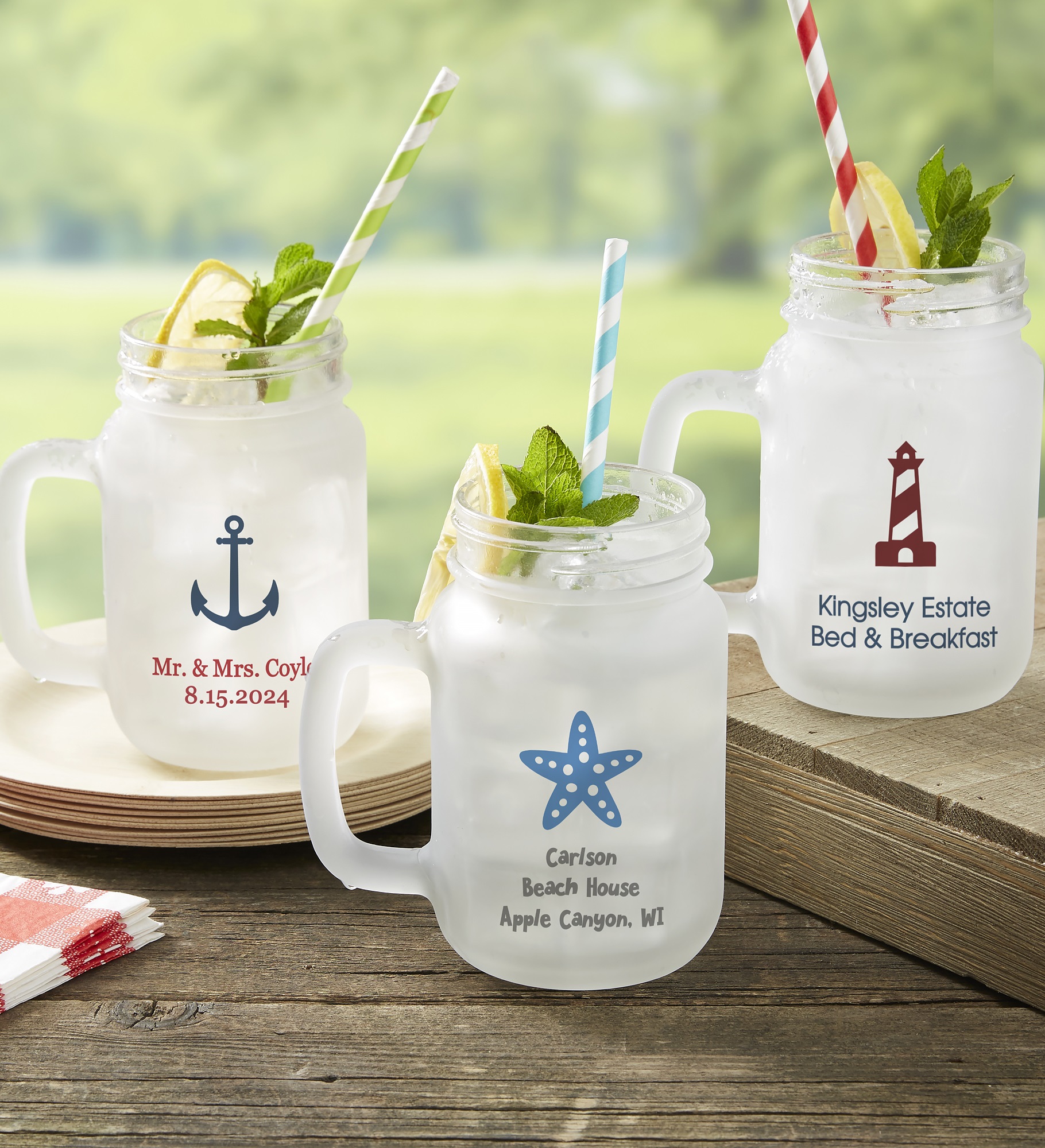Choose Your Icon Personalized Nautical Frosted Mason Jar Glass