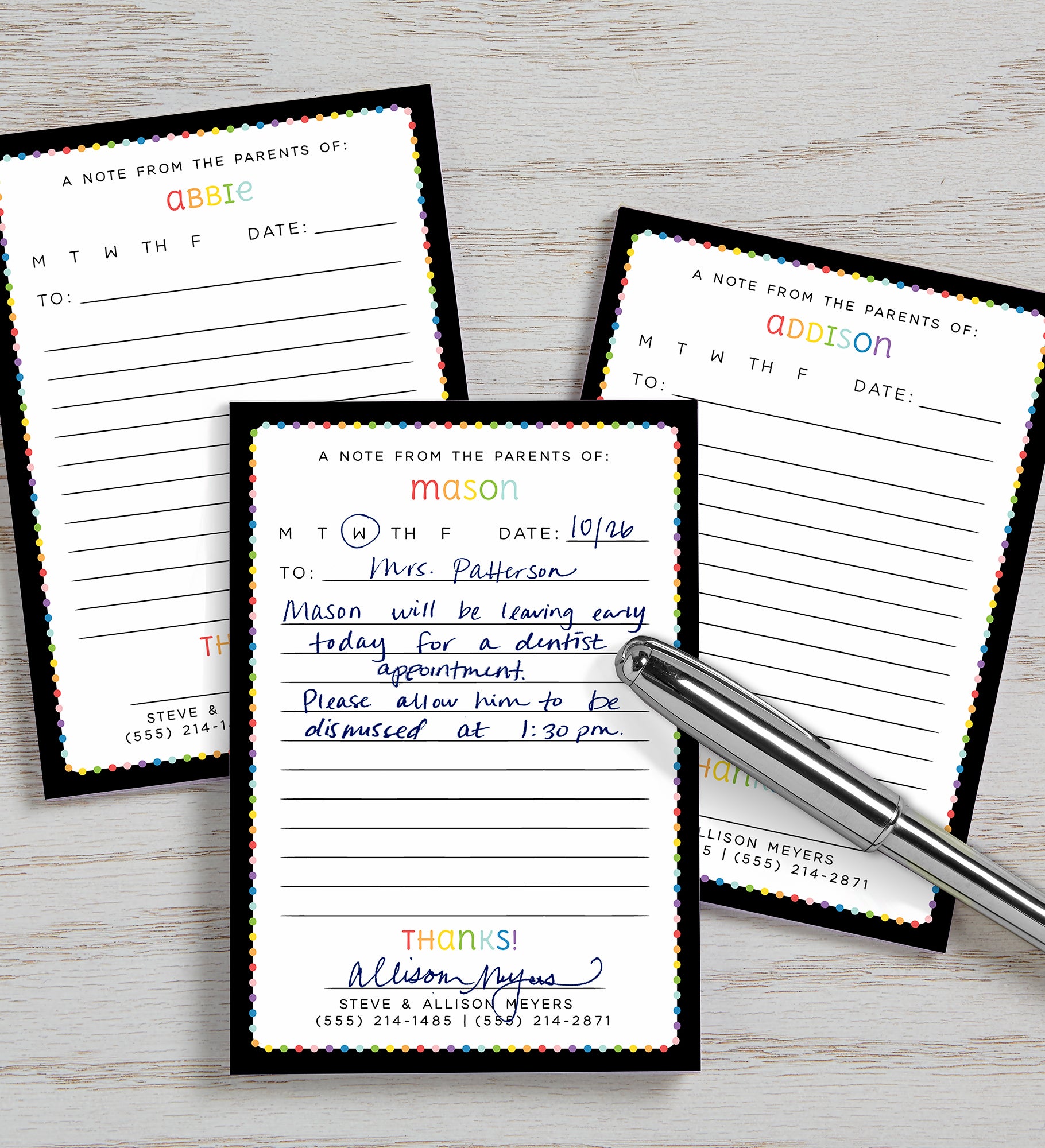 Notes To Teacher Personalized Mini Notepad Set of 3