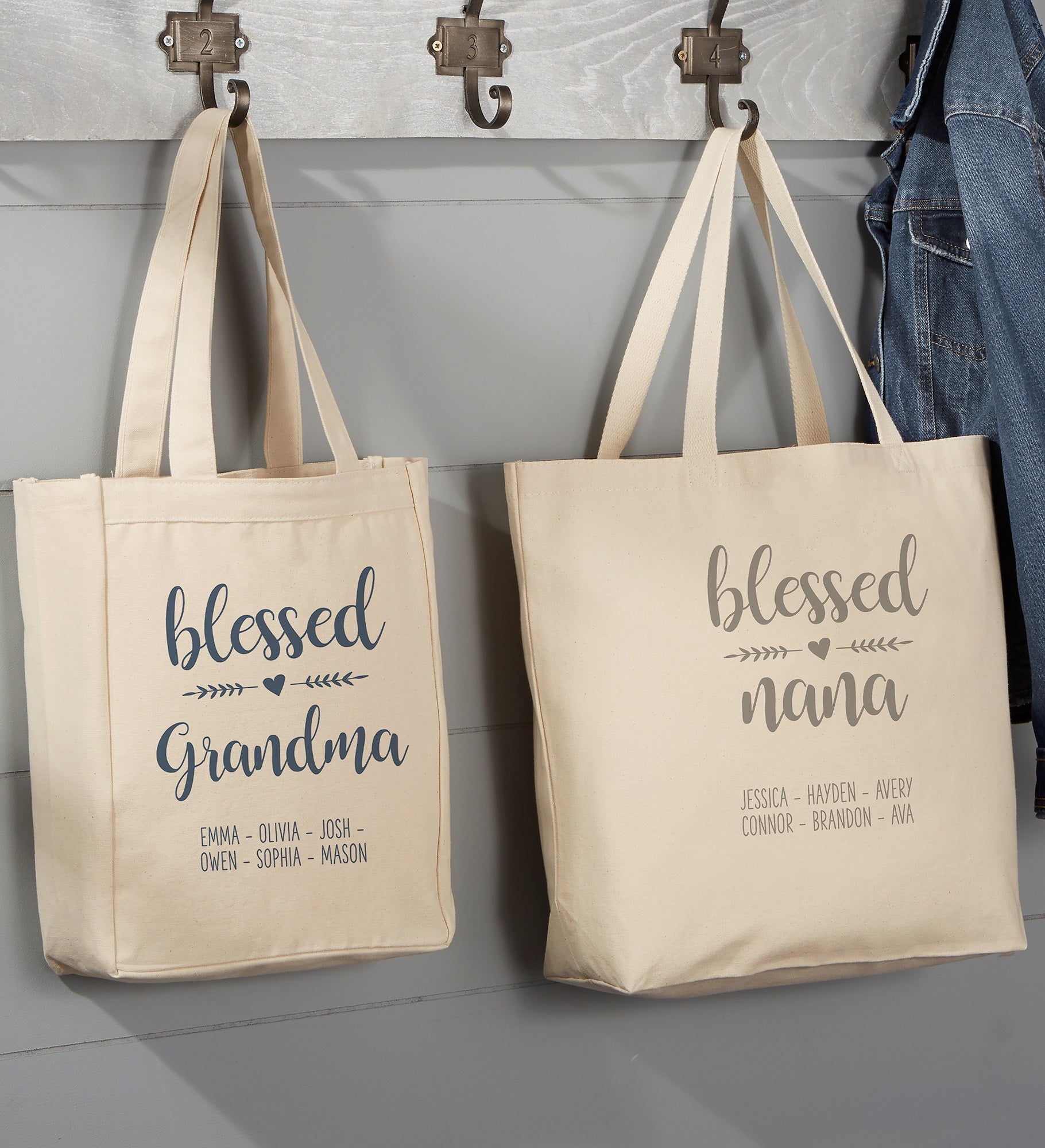 Blessed Grandma Personalized Canvas Tote Bags