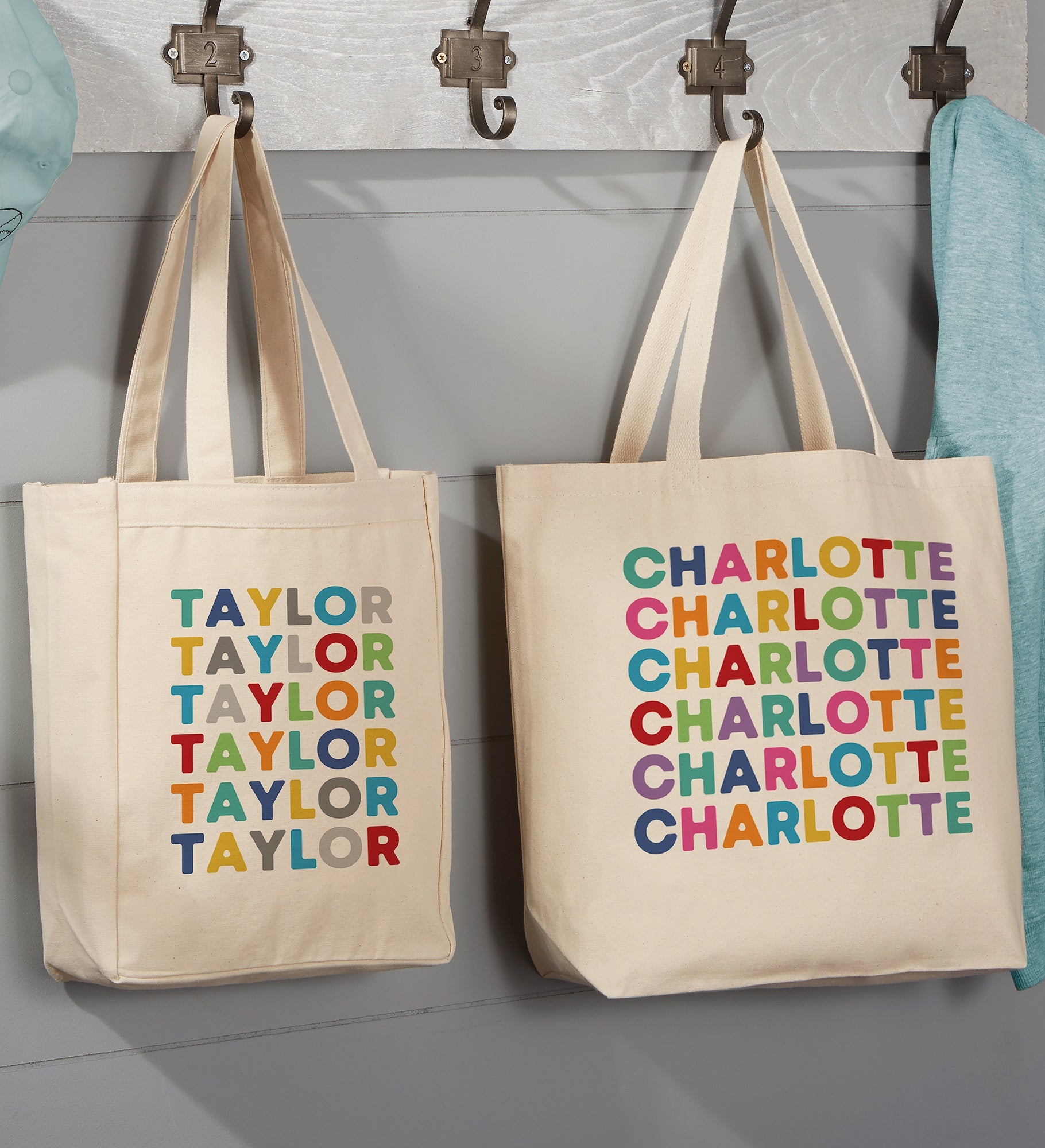 Vibrant Name Personalized Canvas Tote Bags