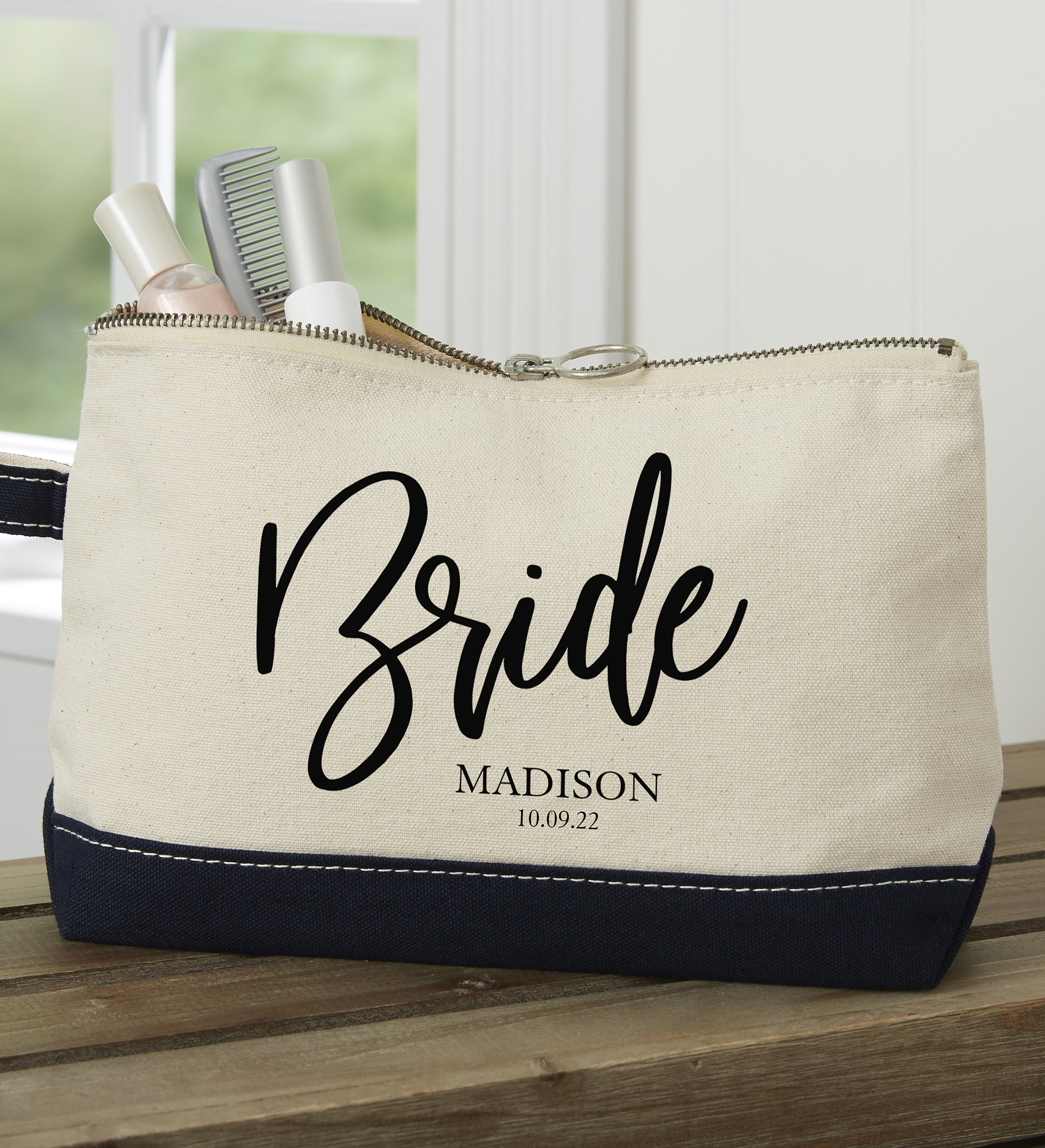 Classic Elegance Bridal Party Personalized Makeup Bag