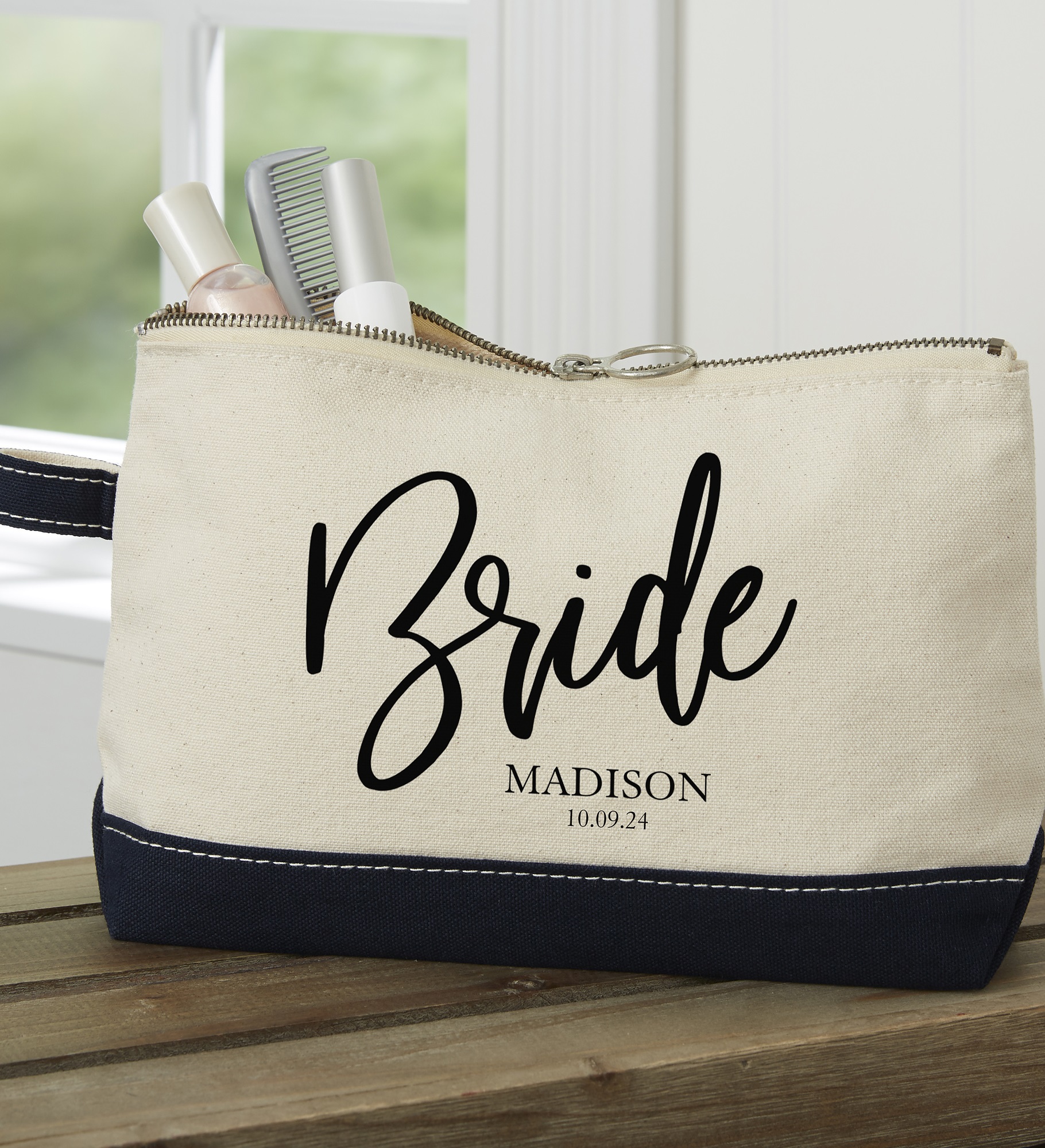 Classic Elegance Bridal Party Personalized Makeup Bag