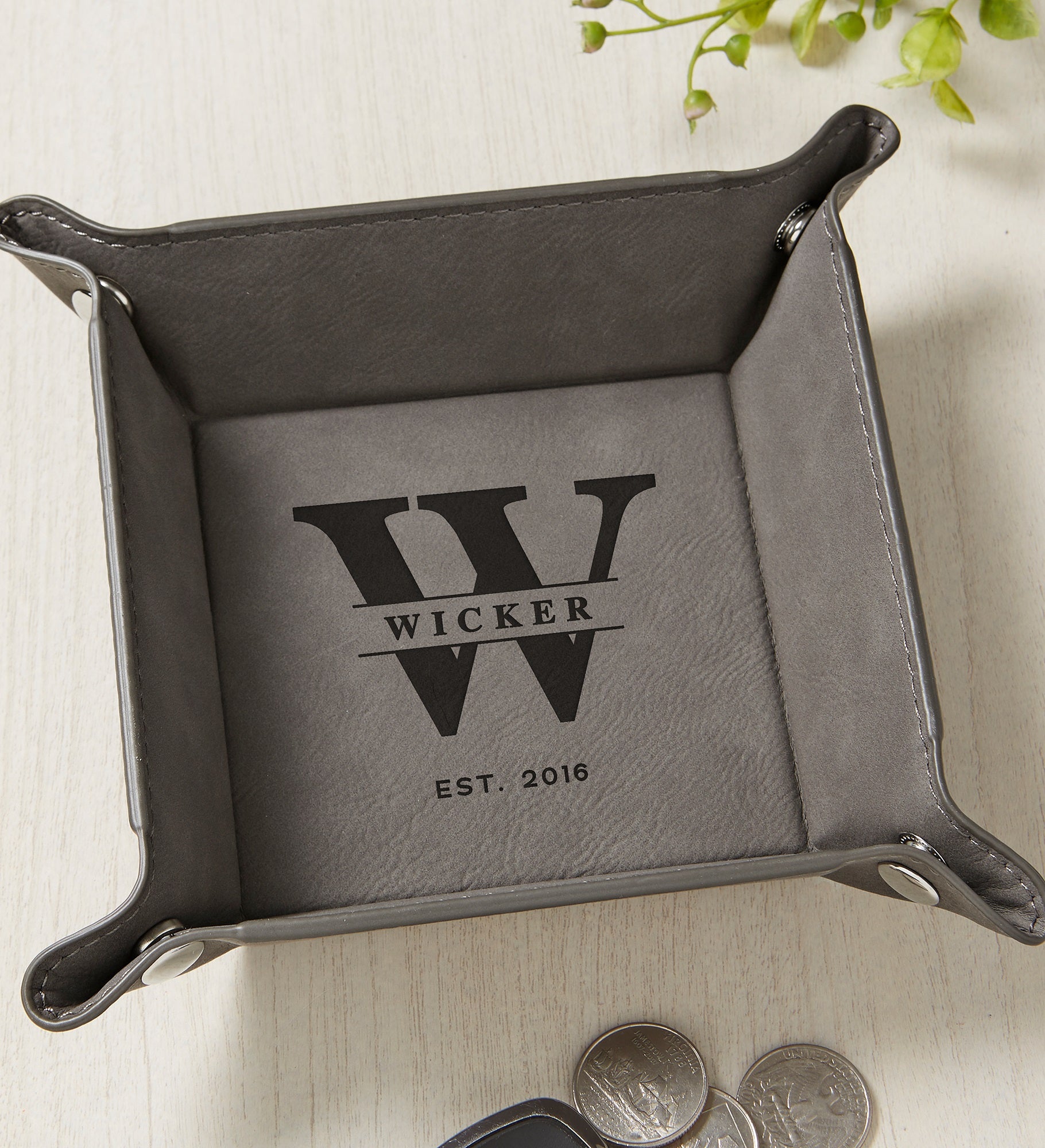 Lavish Last Name Personalized Vegan Leather Valet Tray