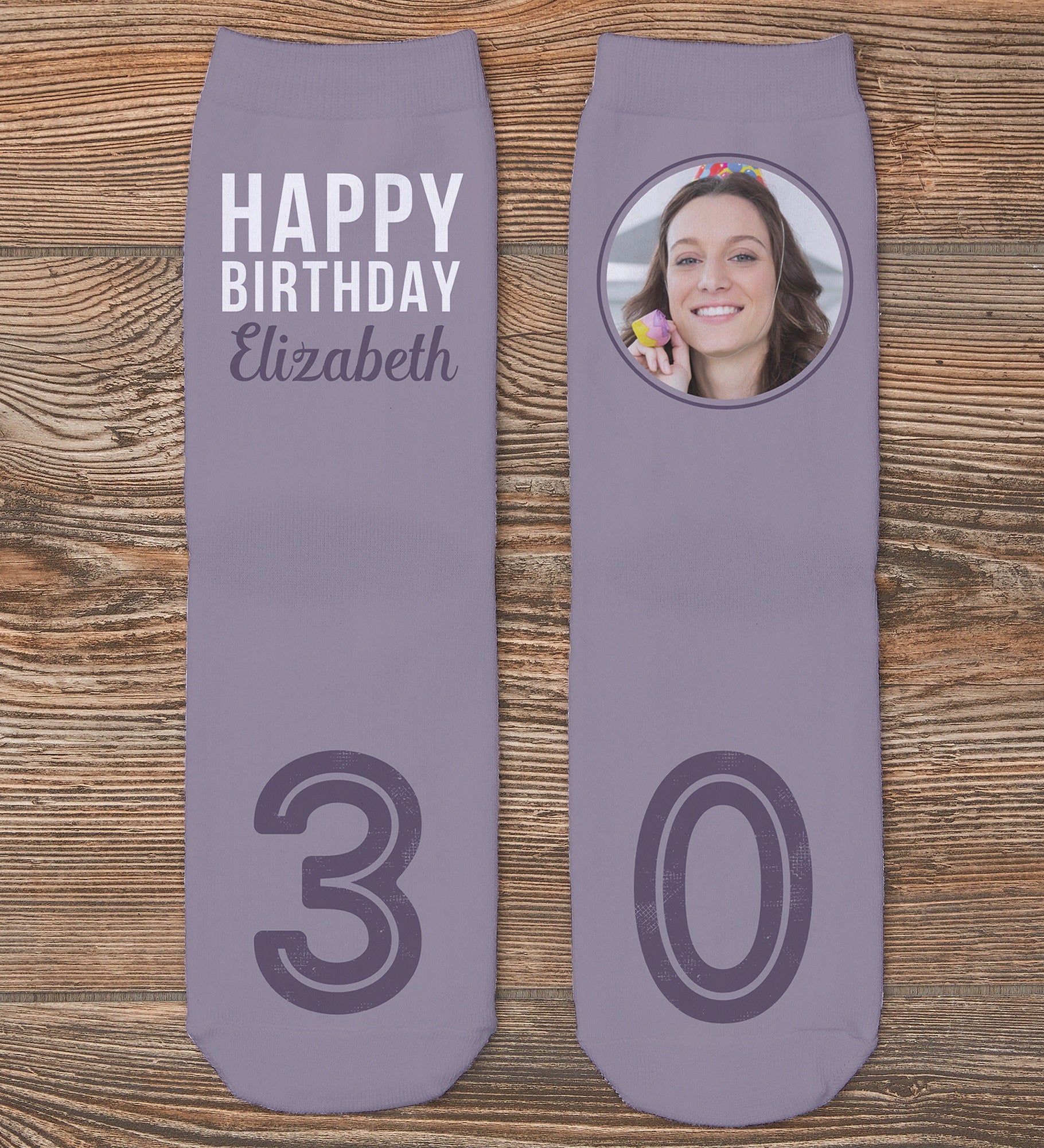 Modern Birthday For Her Personalized Photo Adult Socks
