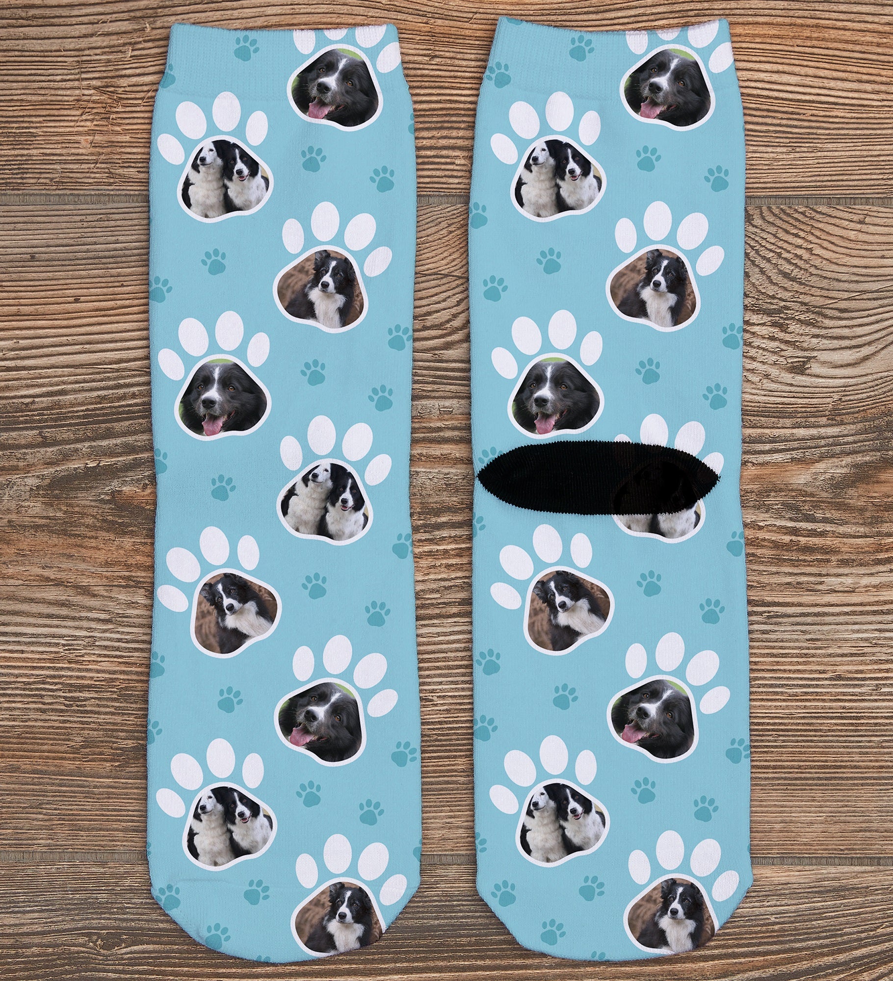 Paw Print Personalized Dog Photo Adult Socks