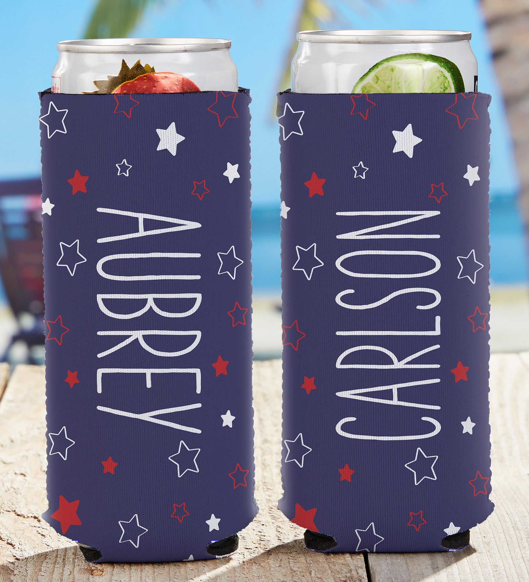 Stars & Stripes Personalized Slim Can Cooler