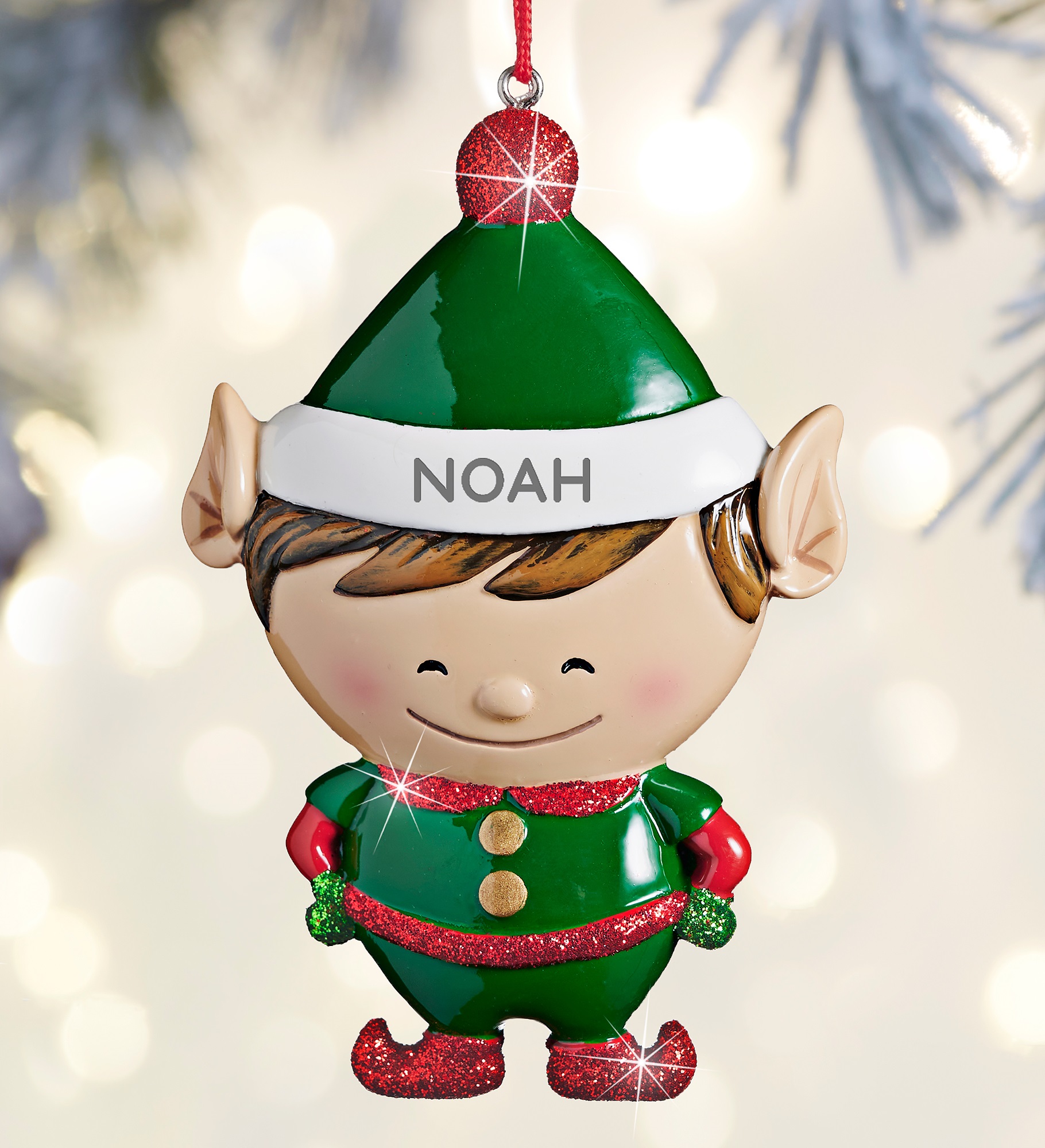 Boy Christmas Elf<sup>©</sup>  Personalized Ornament