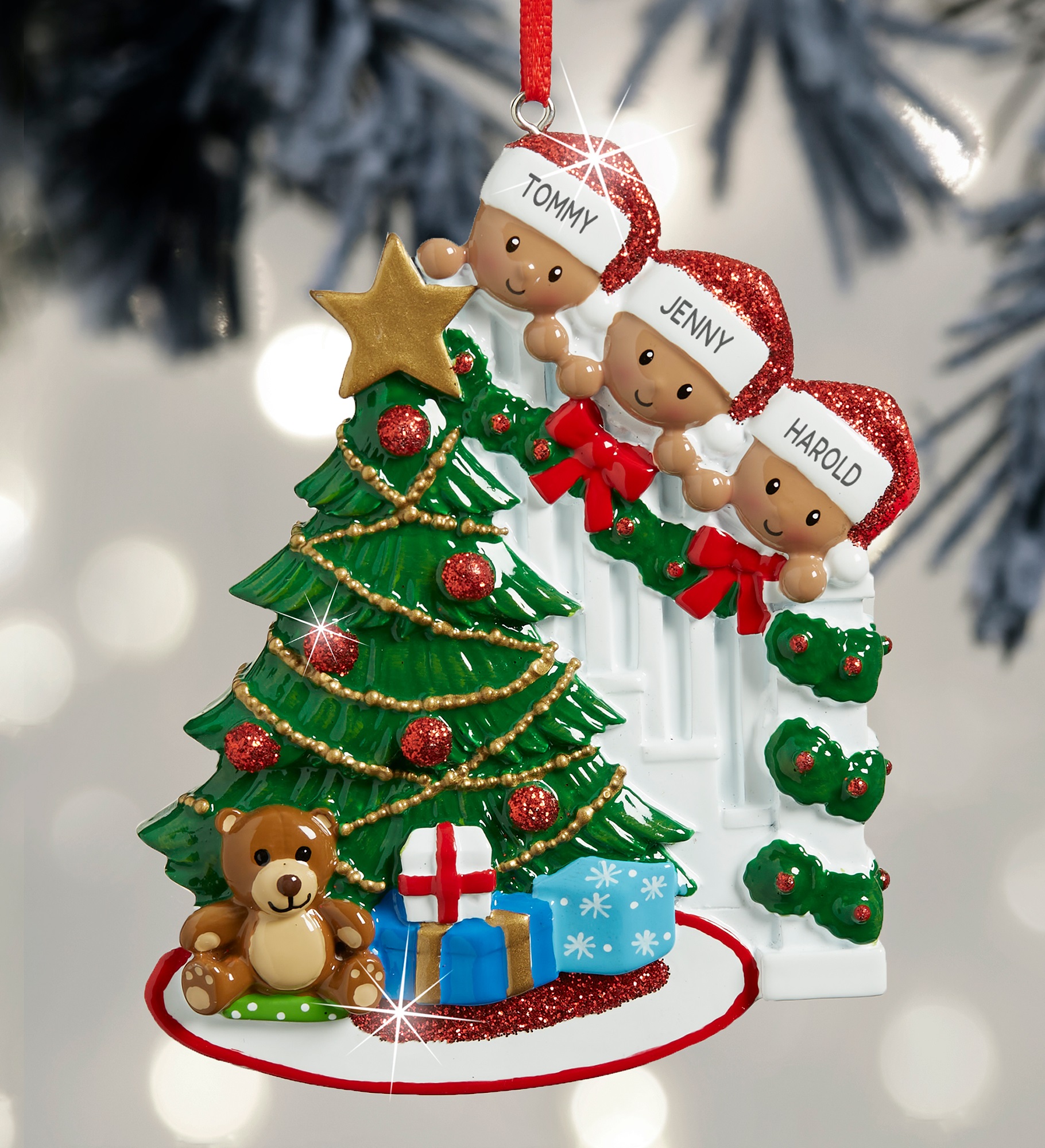 Peeking Christmas Family Personalized Ornament