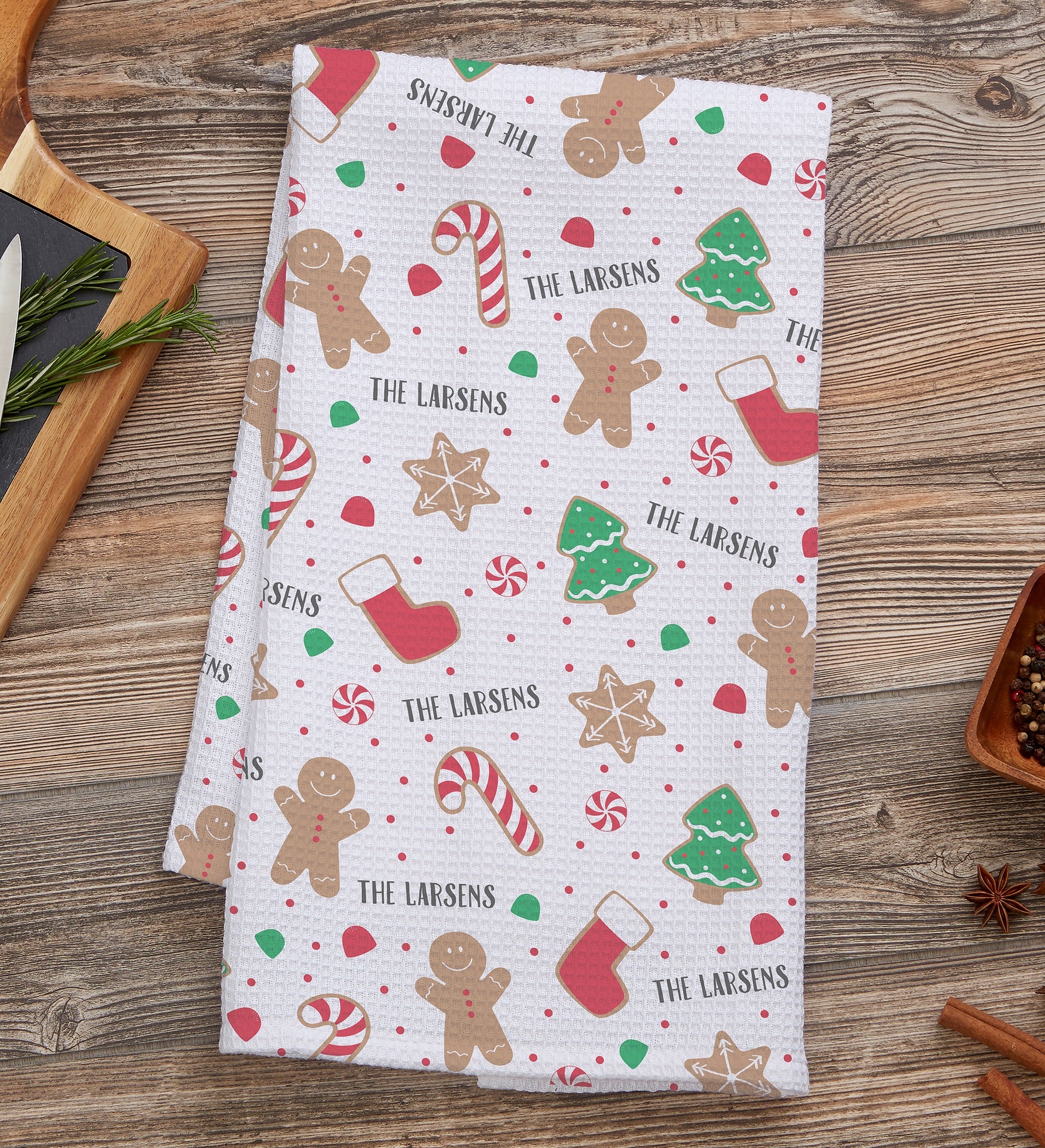 Baking Spirits Bright Personalized Waffle Weave Kitchen Towel