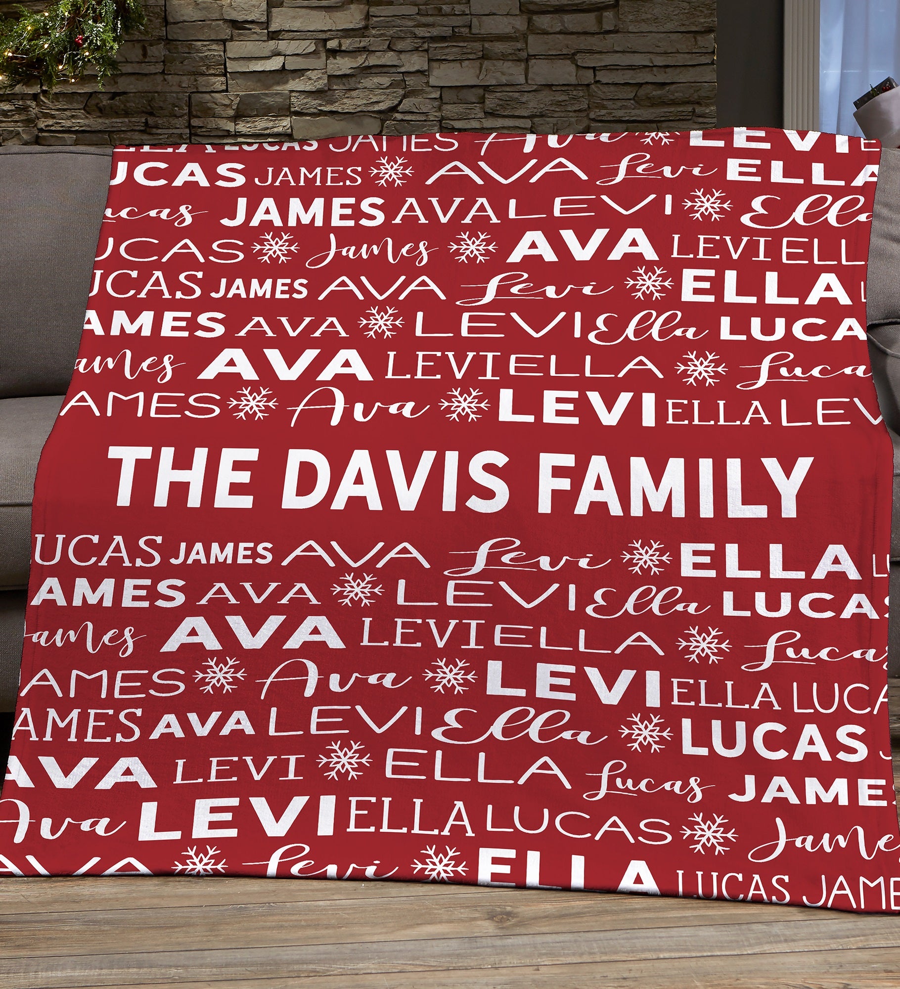 Snowflake Family Personalized Christmas Blanket