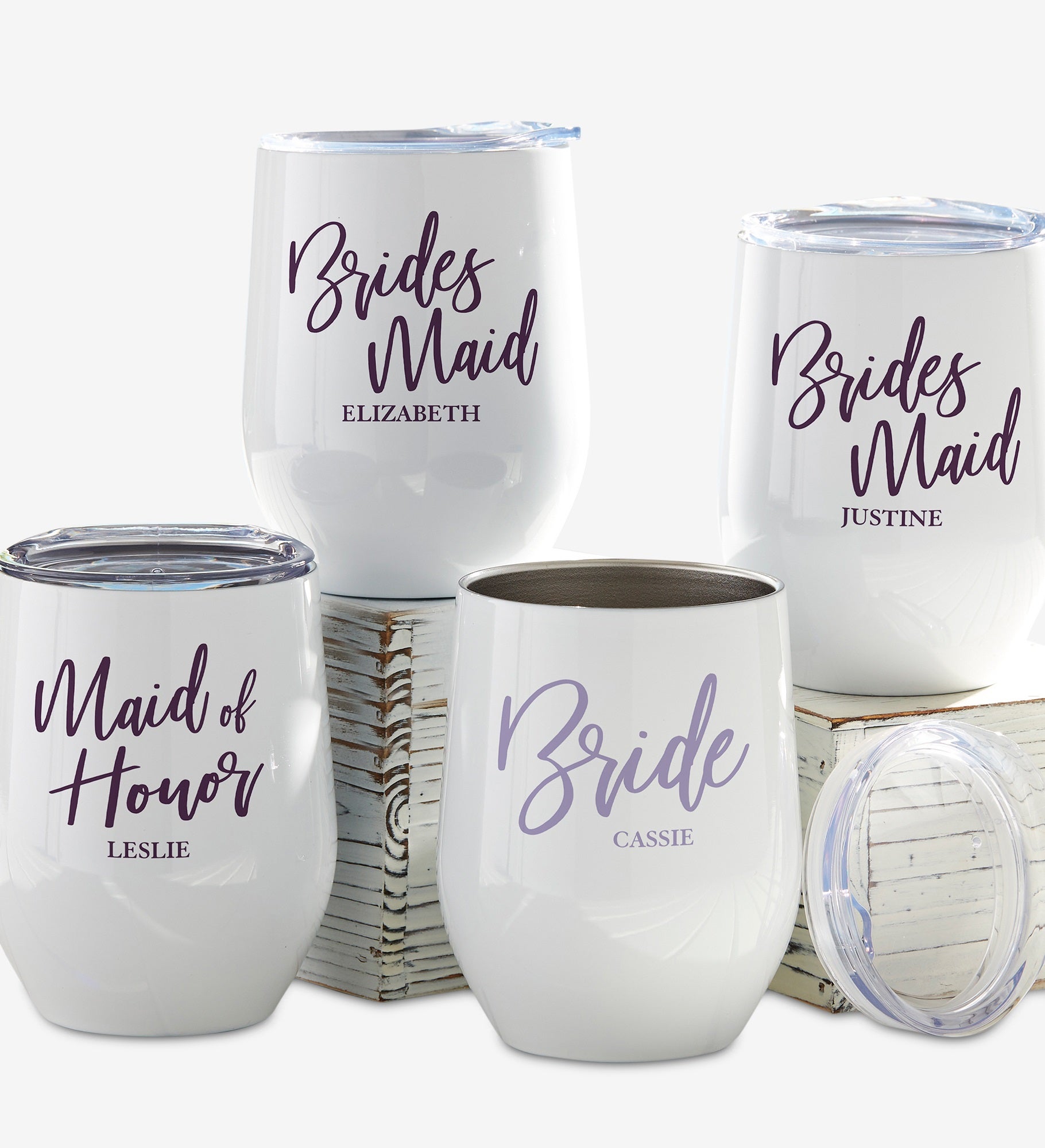 Classic Elegance Bridesmaid Personalized Stainless Insulated Wine Cup 