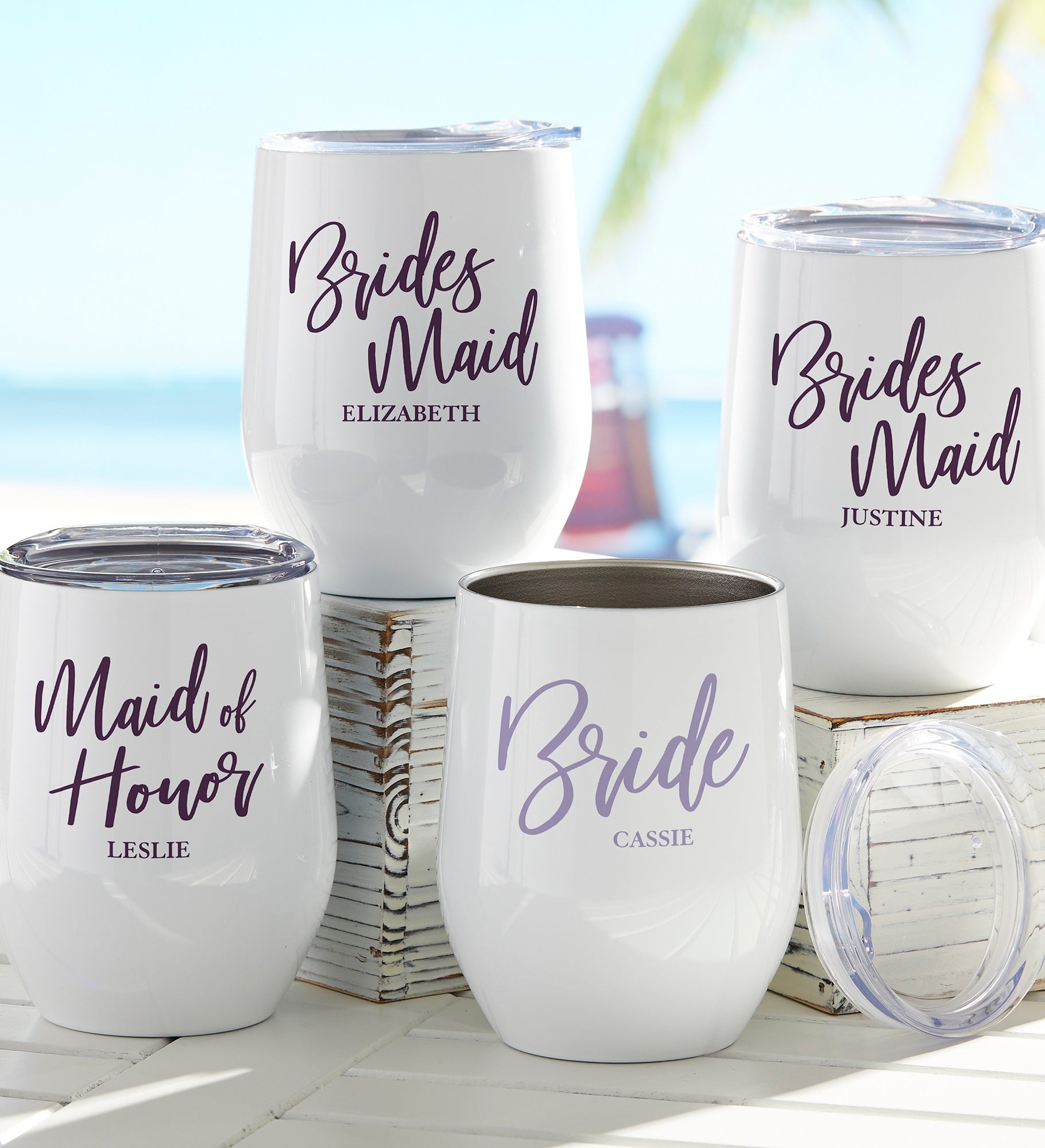 Classic Elegance Bridesmaid Personalized Stainless Insulated Wine Cup 