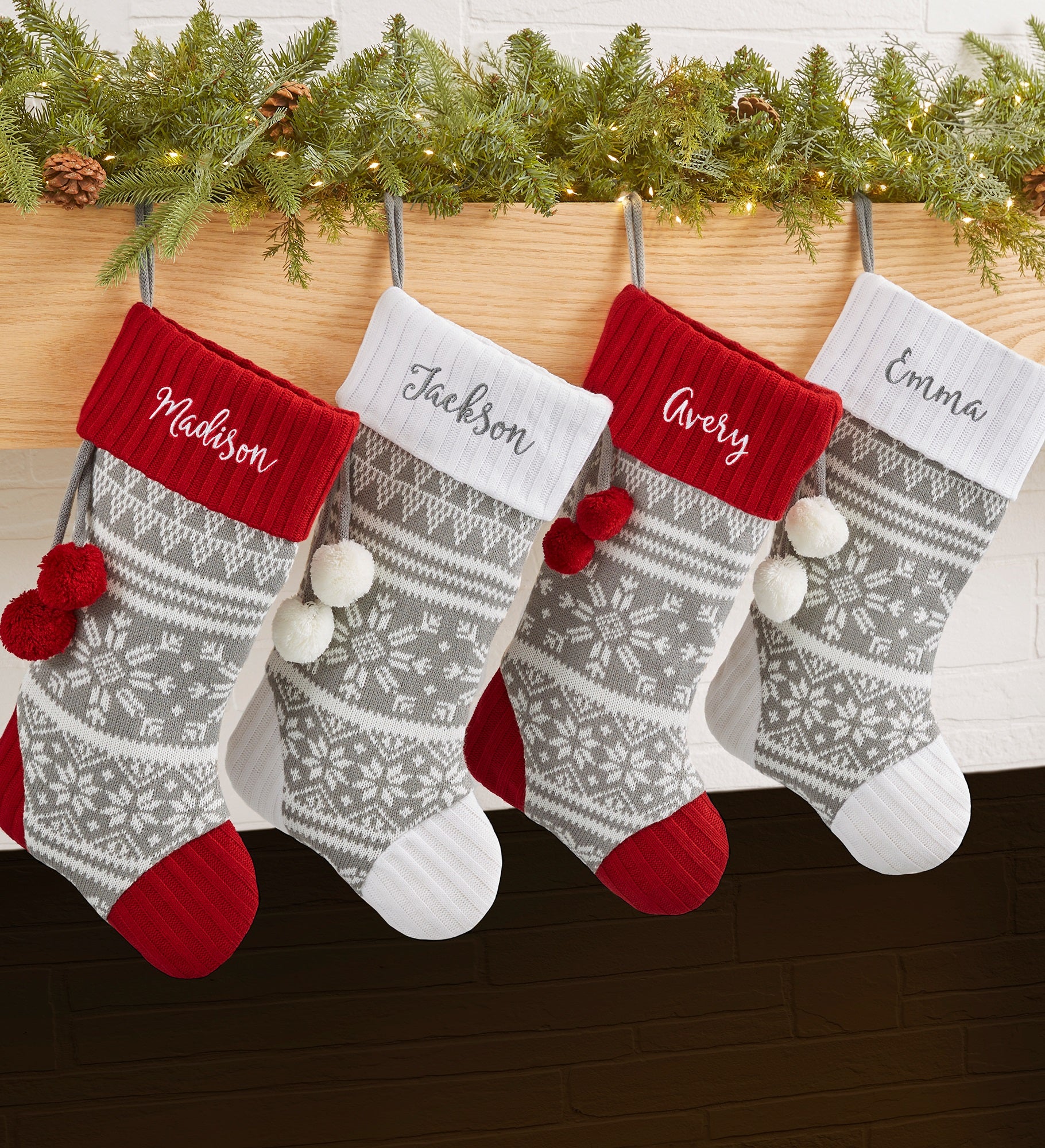 Knit Snowflake Personalized Christmas Stocking