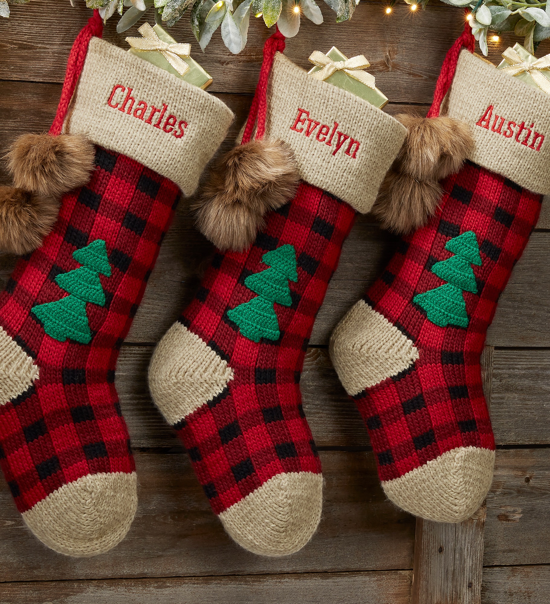 Buffalo Plaid Personalized Jumbo Knit Christmas Stocking