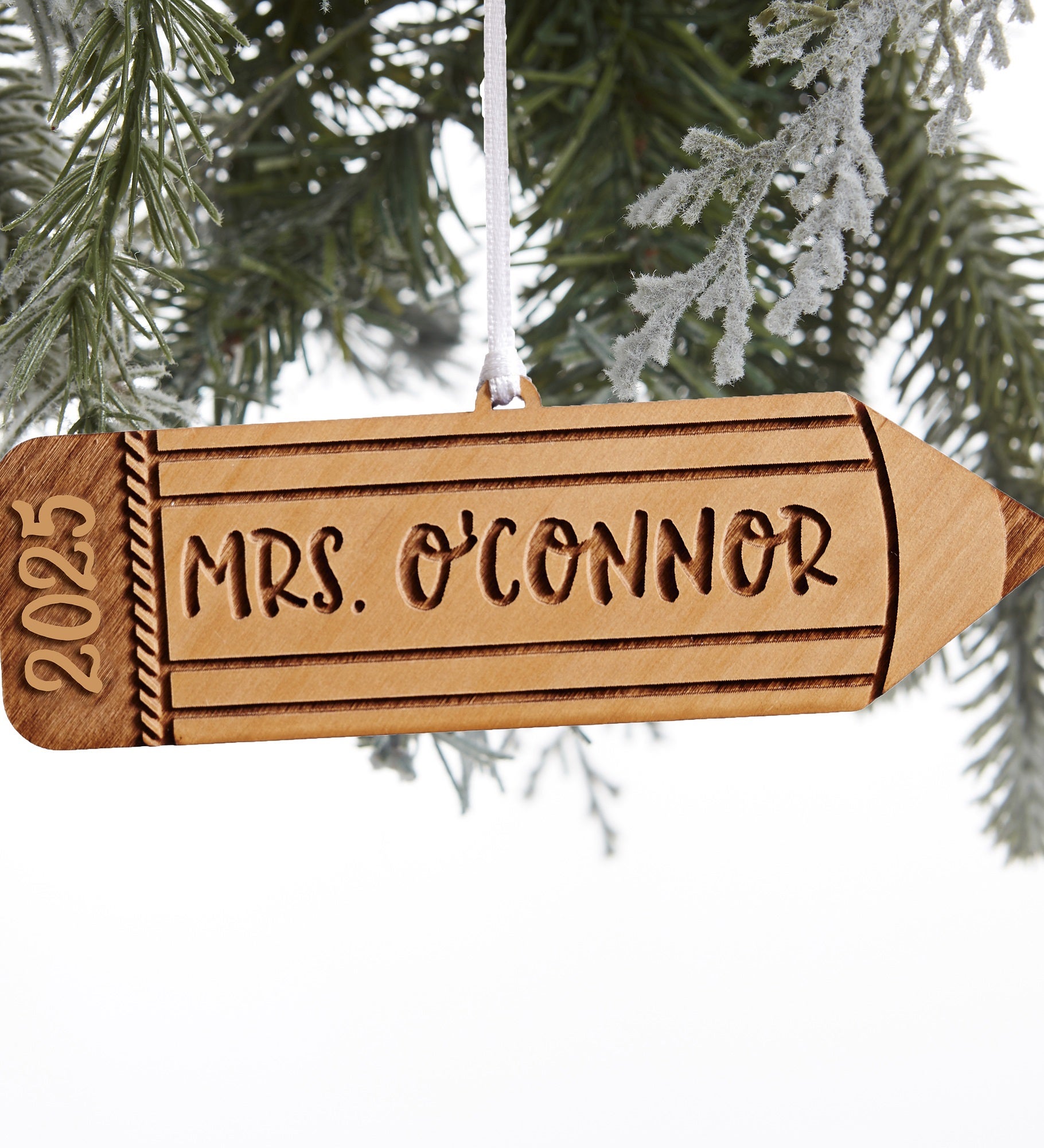 Wood Pencil Personalized Teacher Ornament