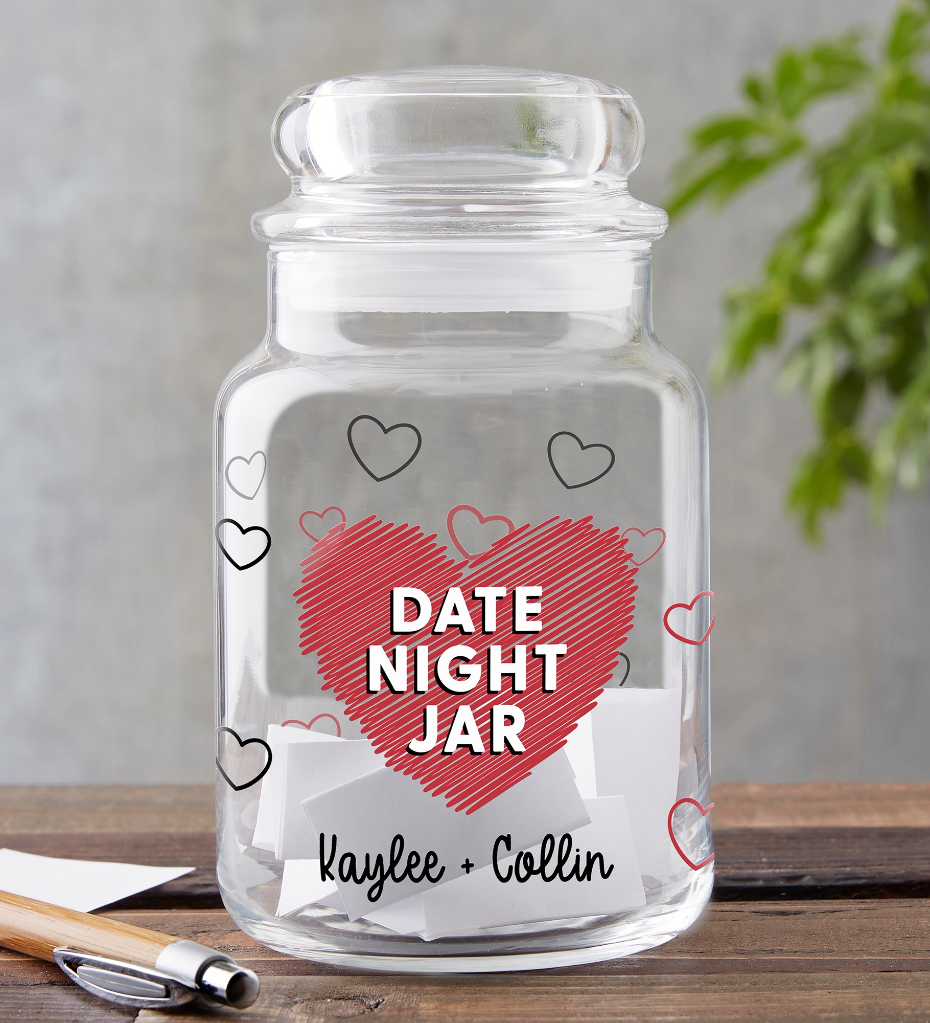 Date Night Personalized Glass Storage Jar