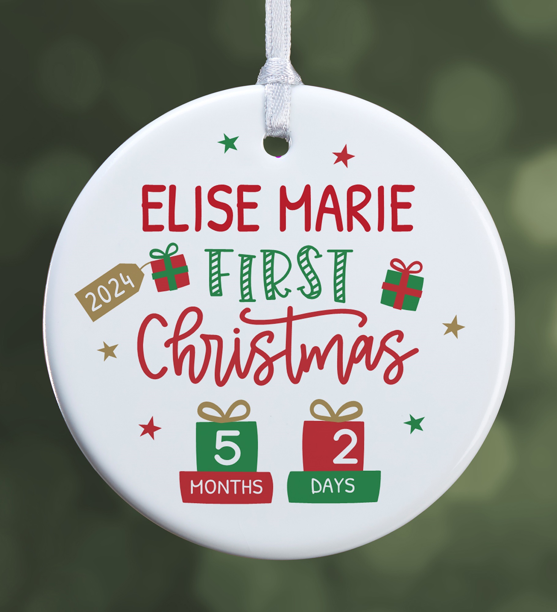 Baby's First Christmas Age Personalized Ornament
