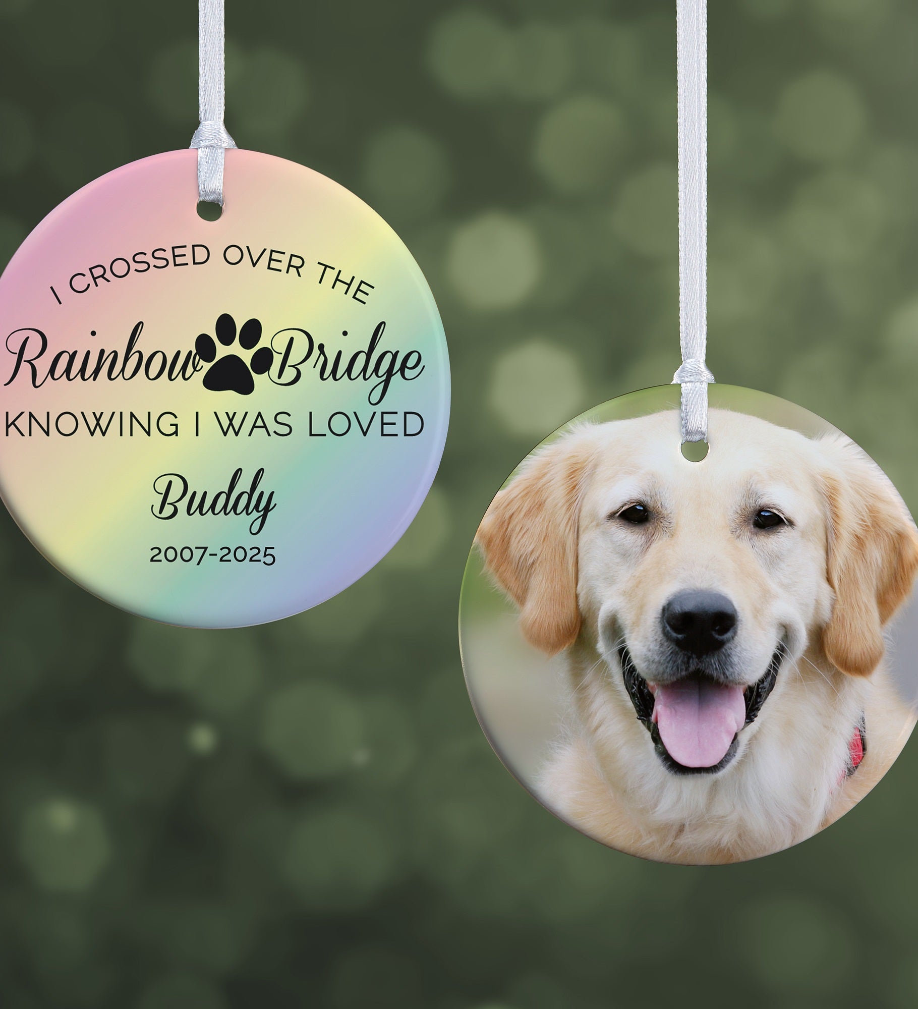 Rainbow Bridge Pet Memorial Personalized Ornament