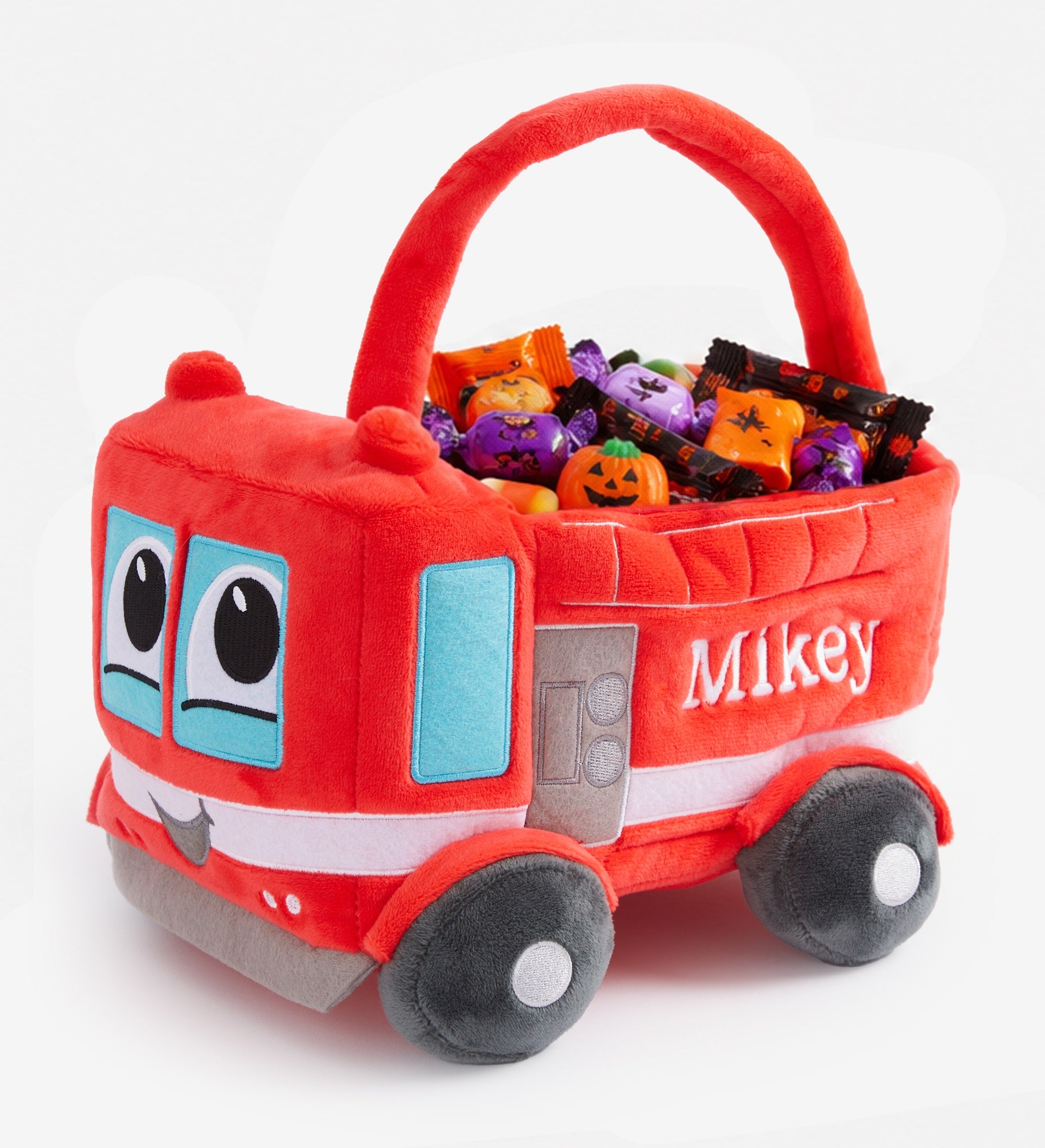 Fire Truck Embroidered Plush Halloween Treat Bag