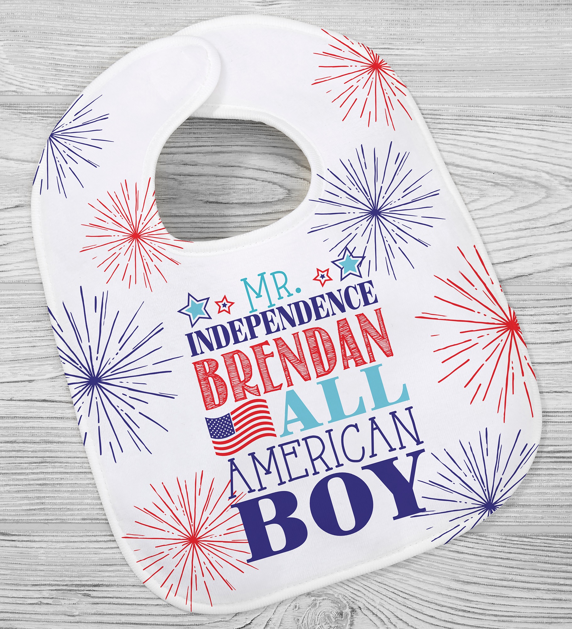 Red, White and Blue Personalized Baby Bibs