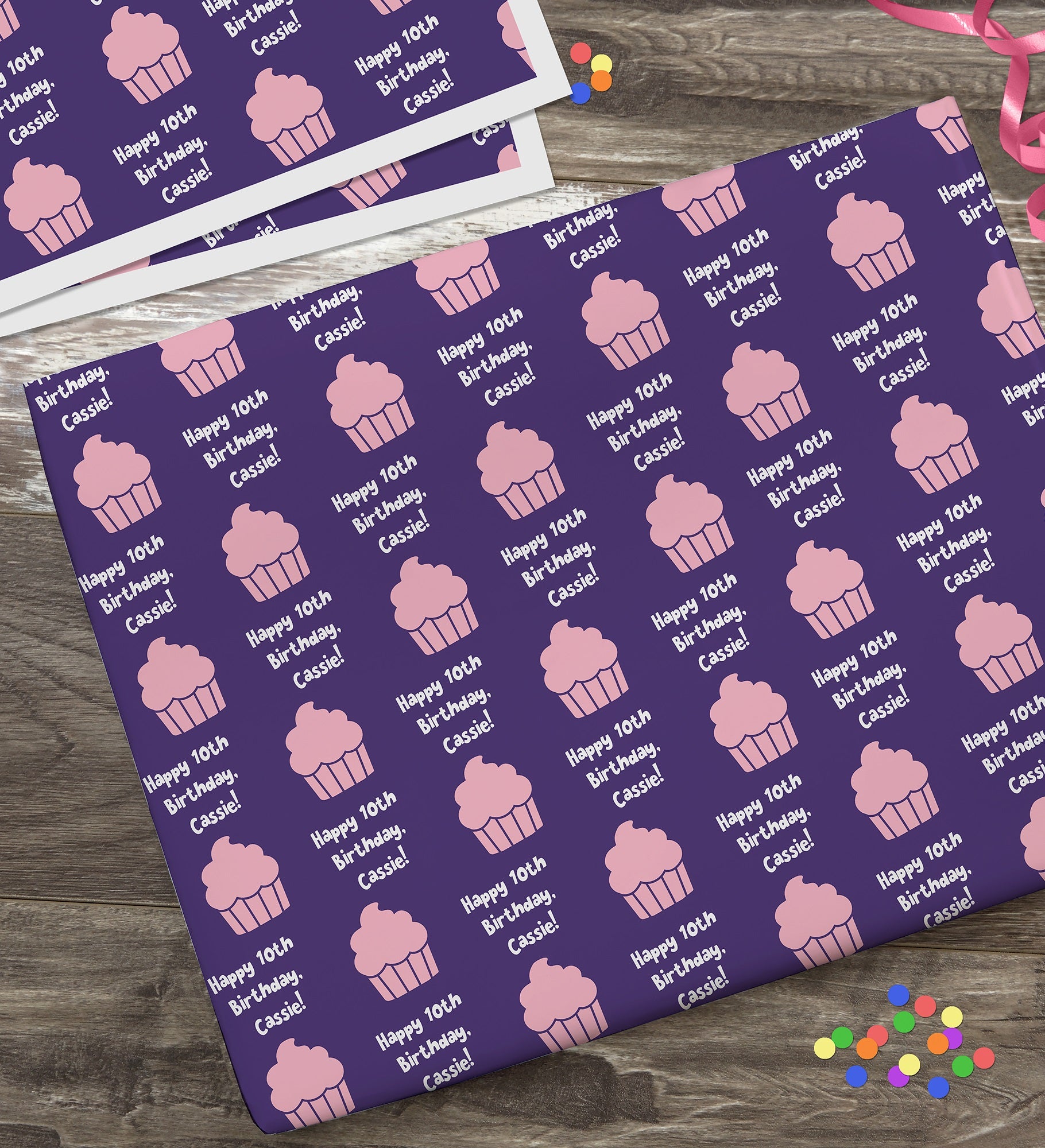 Icon Step & Repeat Personalized Birthday Wrapping Paper