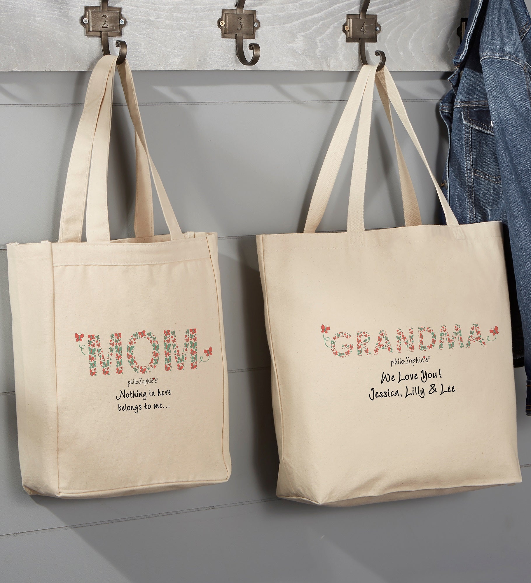 Butterfly Mom philo Sophie's® Personalized Canvas Tote Bags