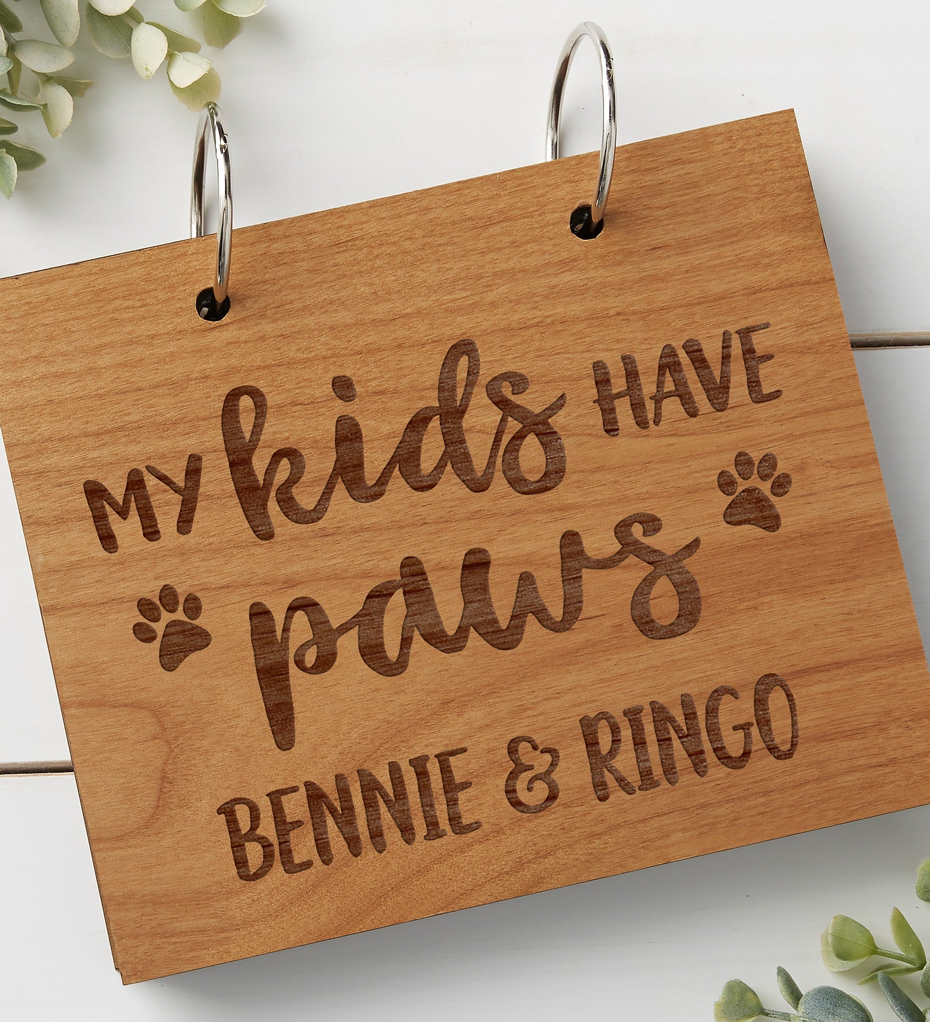 My Kids Have Paws Personalized Wood Photo Album 