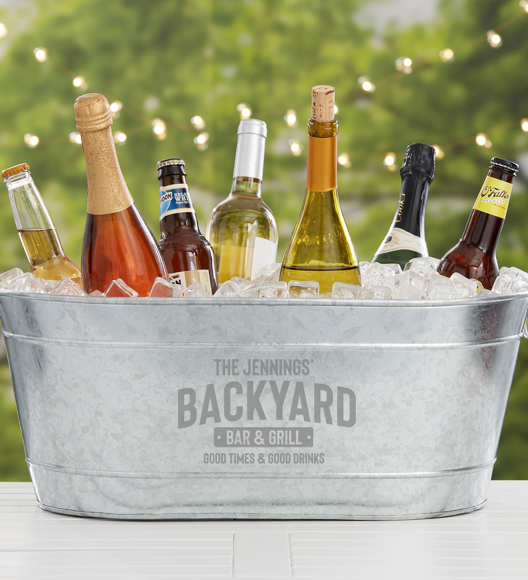 Backyard Bar & Grill Personalized Galvanized Beverage Tub