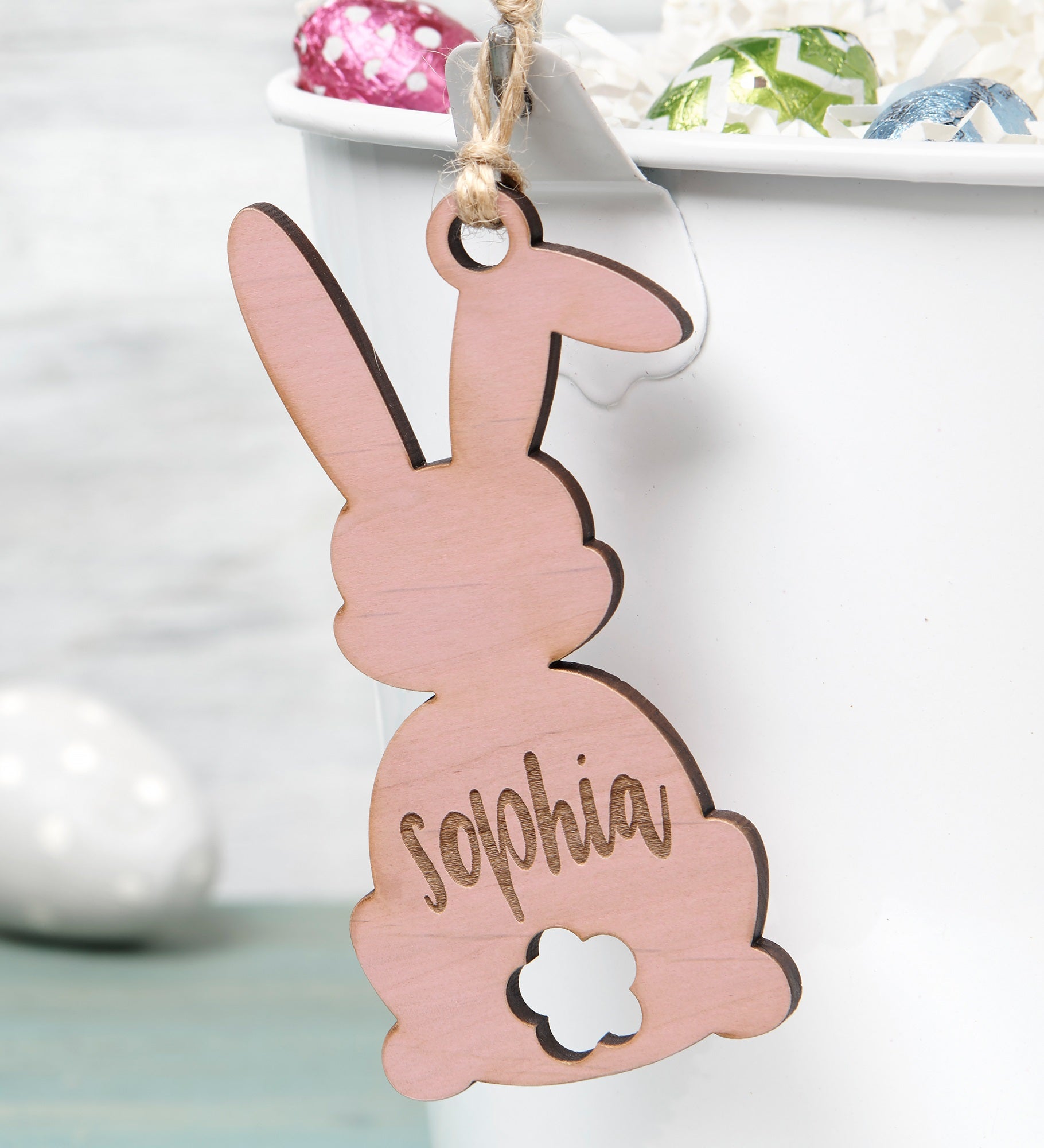 Easter Bunny Personalized Wooden Easter Basket Tags