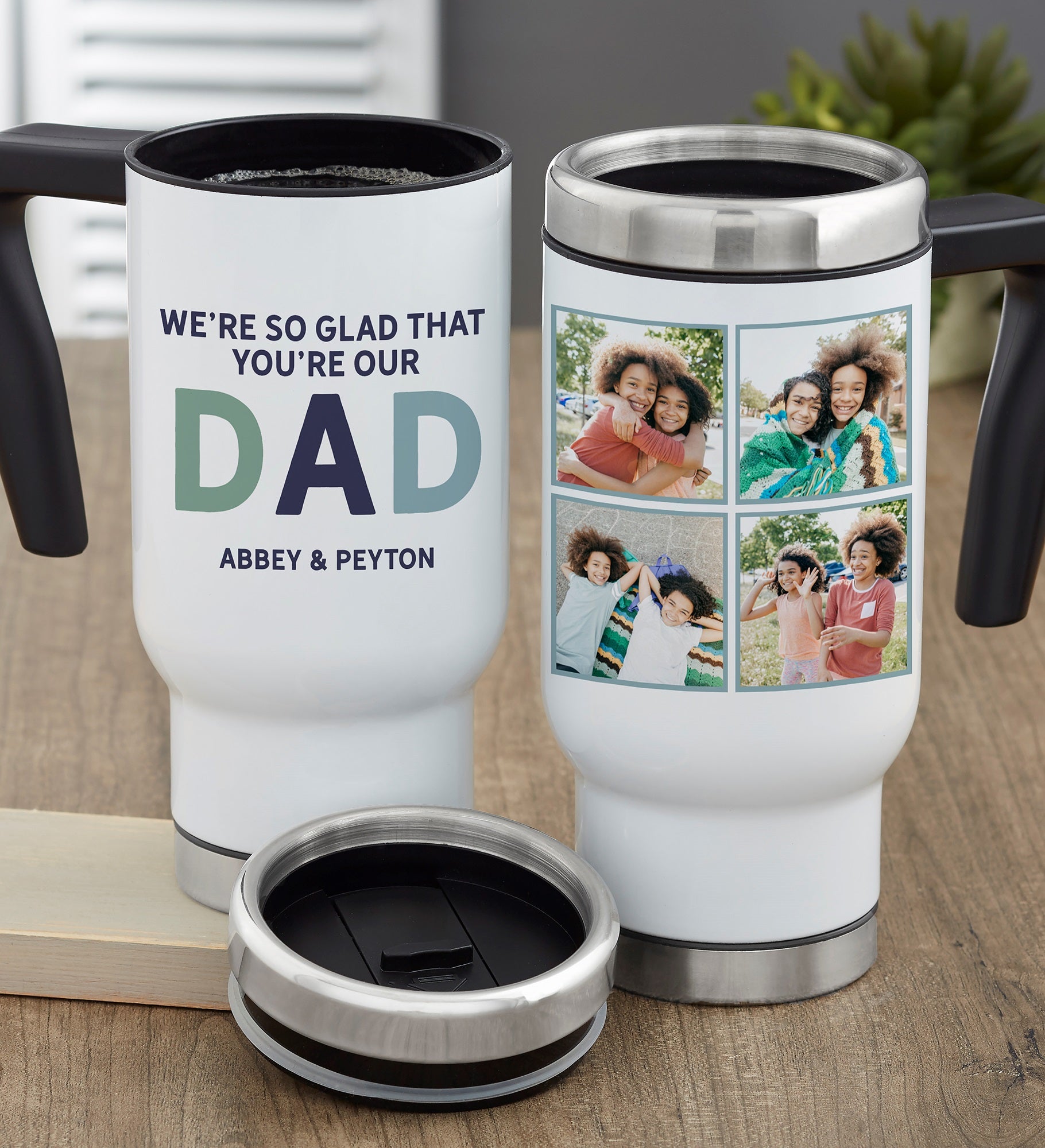 Glad You're Our Dad Personalized 14 oz. Commuter Travel Mug