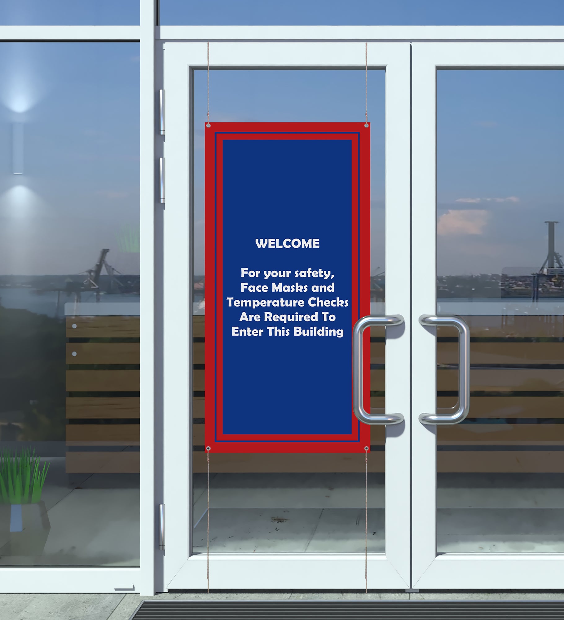 Social Distancing Personalized PPE Safety Sign Vertical Banner