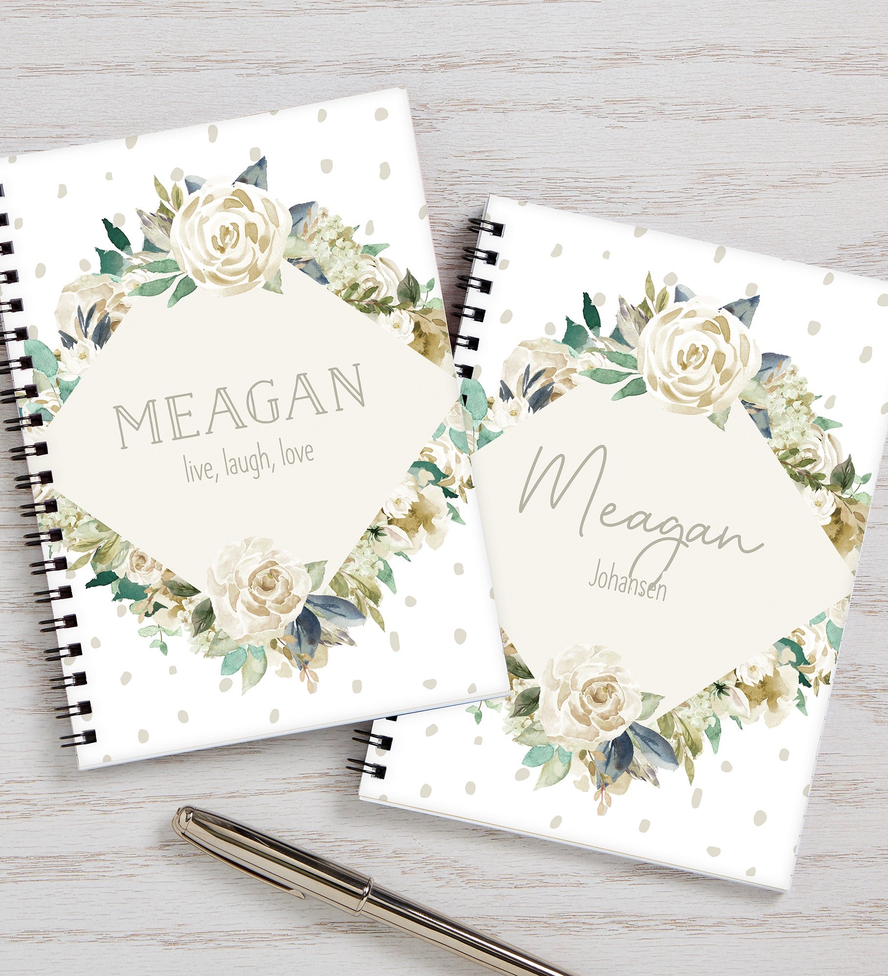 Neutral Colorful Floral Personalized Mini Journals Set of