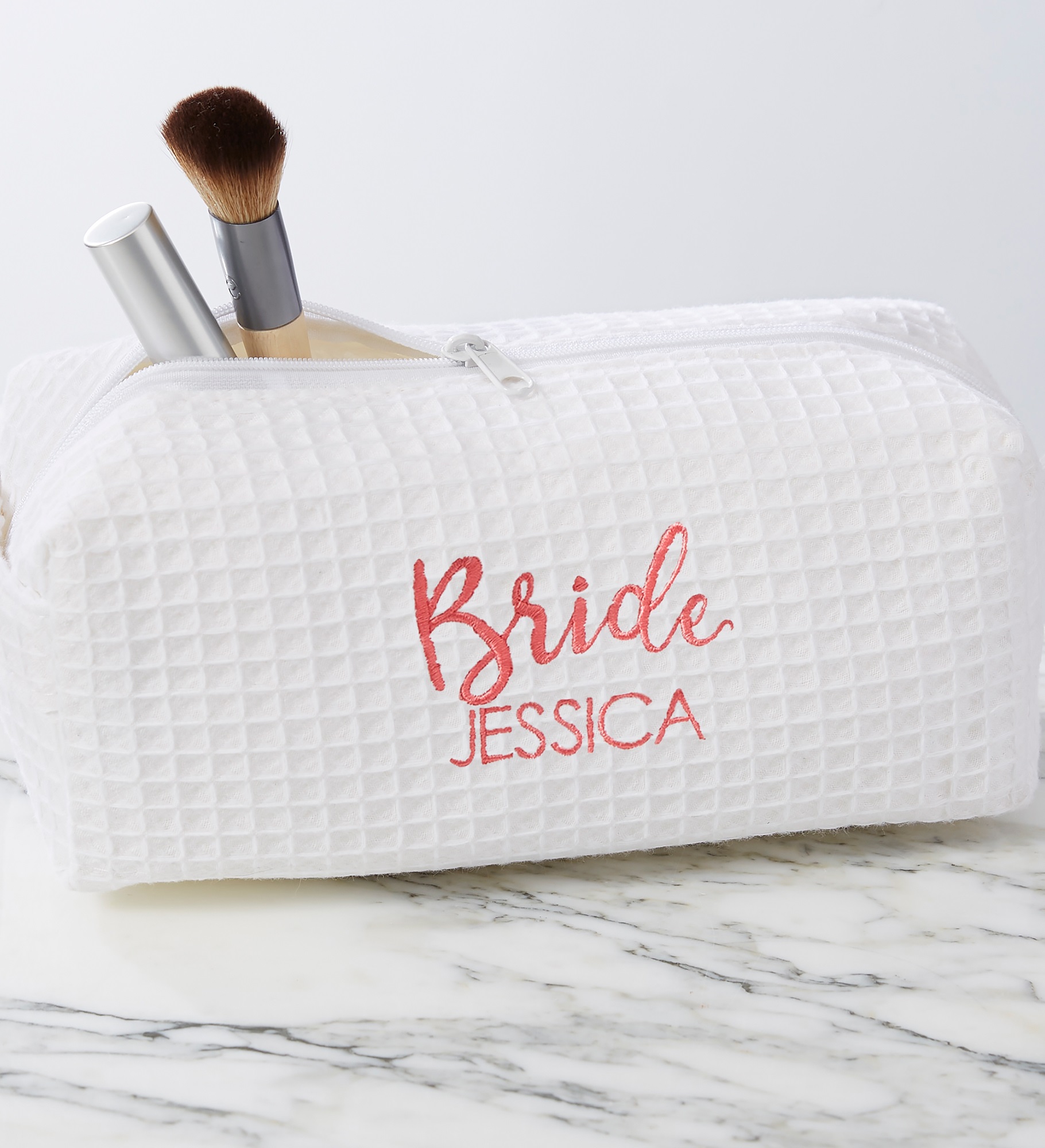 Bridal Party Personalized Waffle Weave Makeup Bag