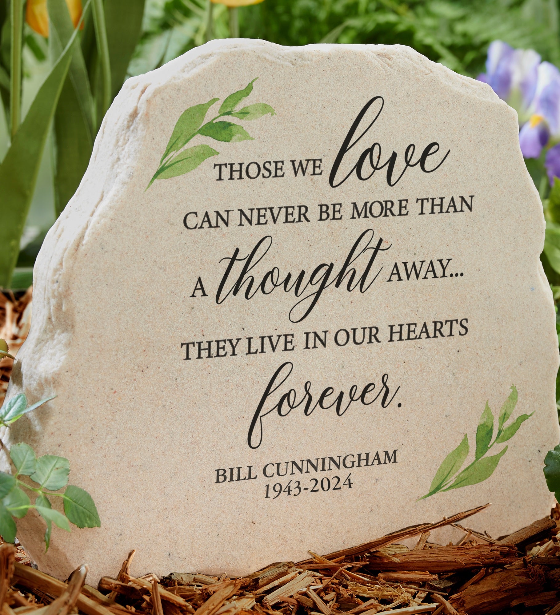 Greenery Memorial Personalized Standing Garden Stone