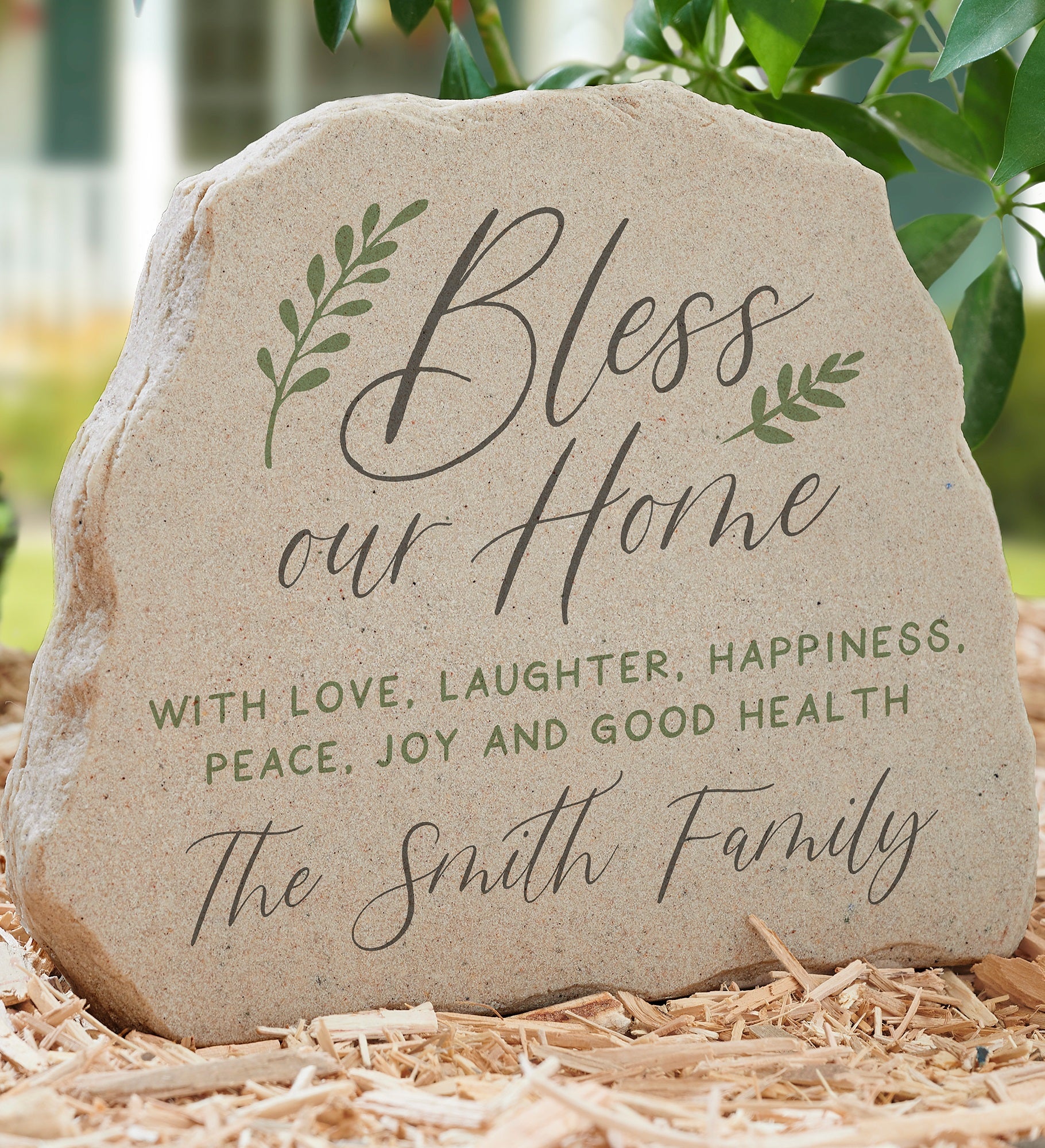 Bless Our Home Personalized Standing Garden Stone