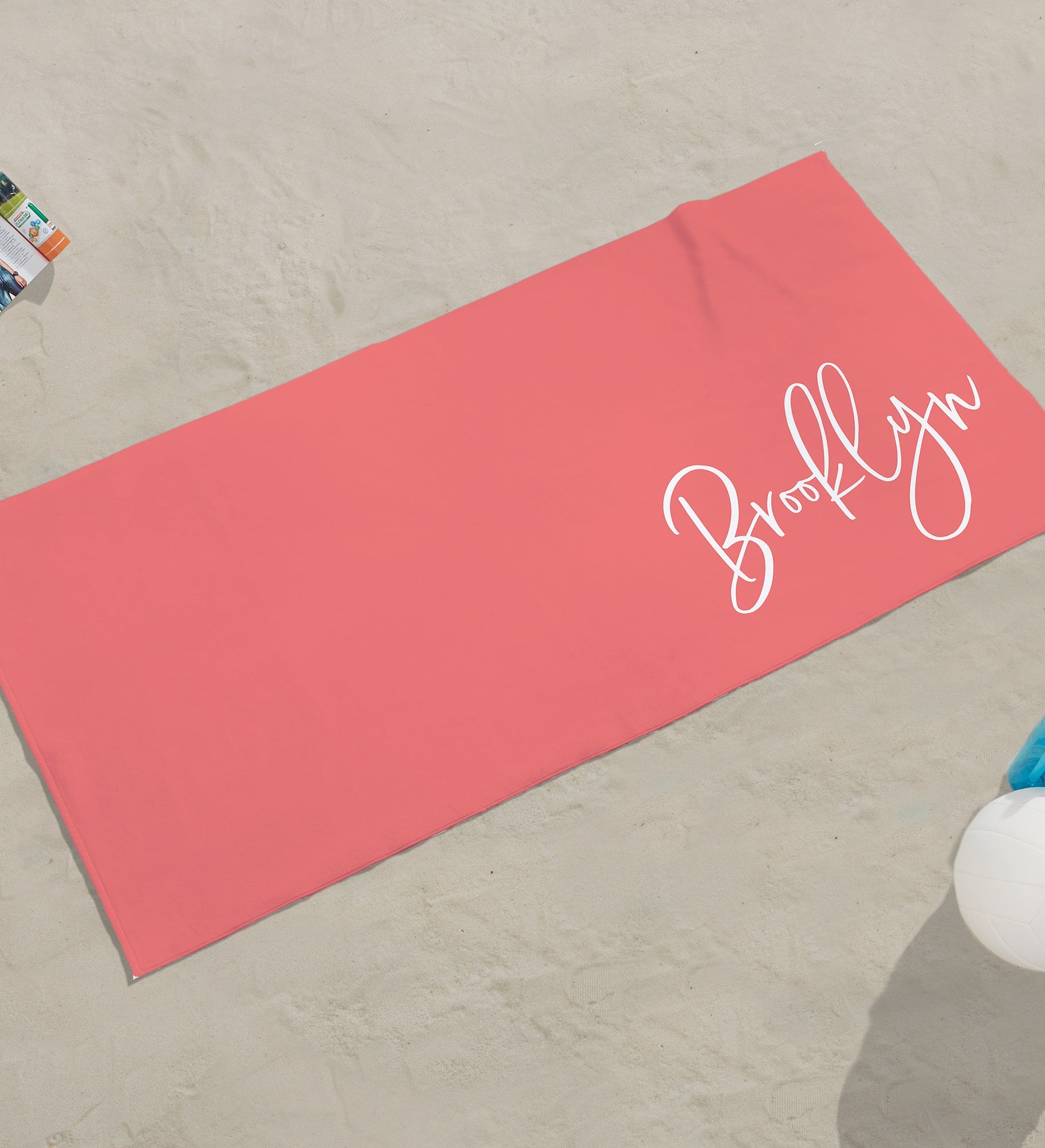 Trendy Script Personalized Beach Towel