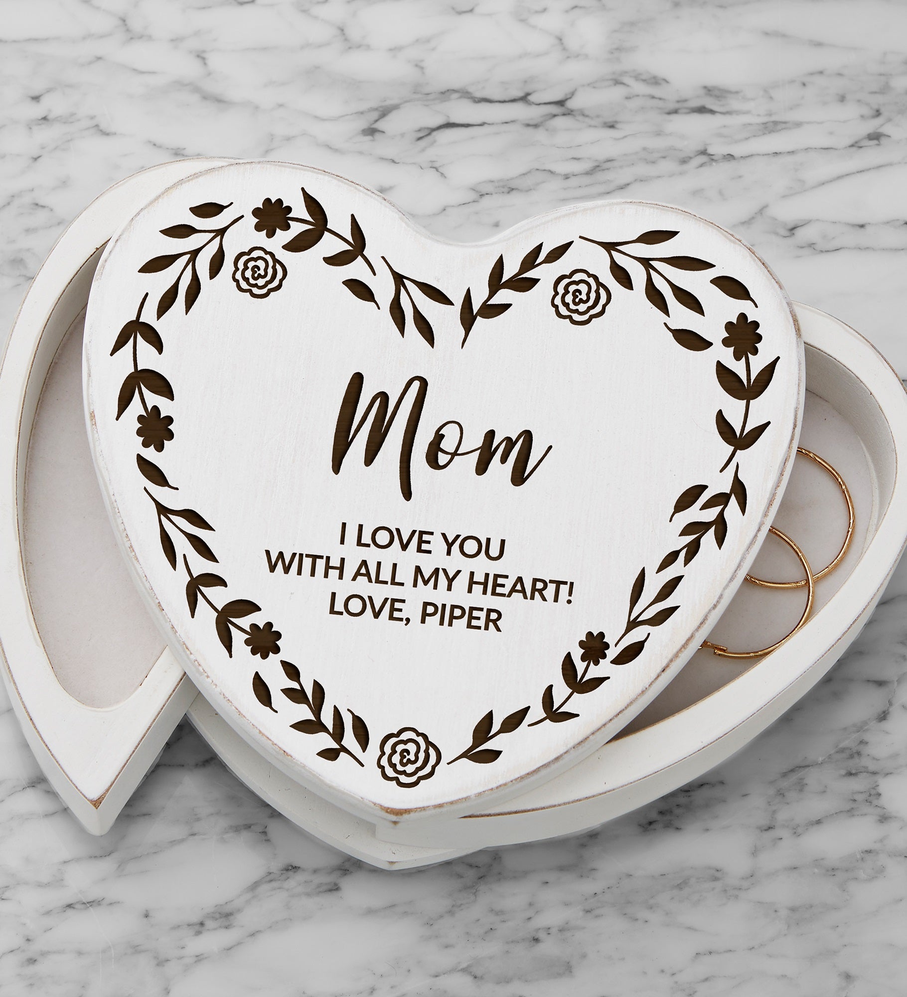 Floral Wreath For Her Engraved Jewelry Box