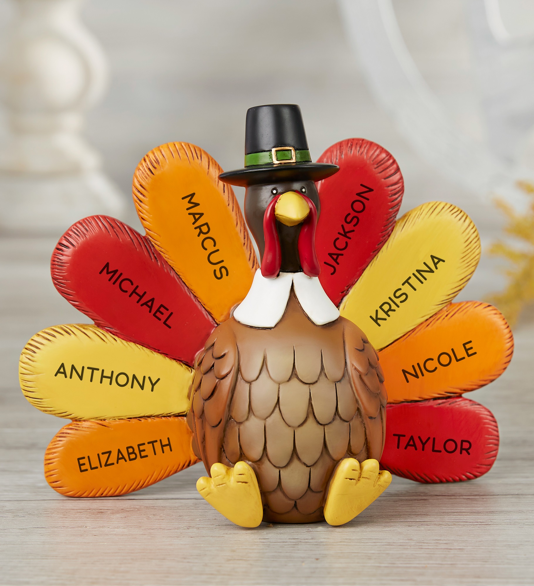 Thankful Turkey Personalized 3-D Resin Shelf Sitter