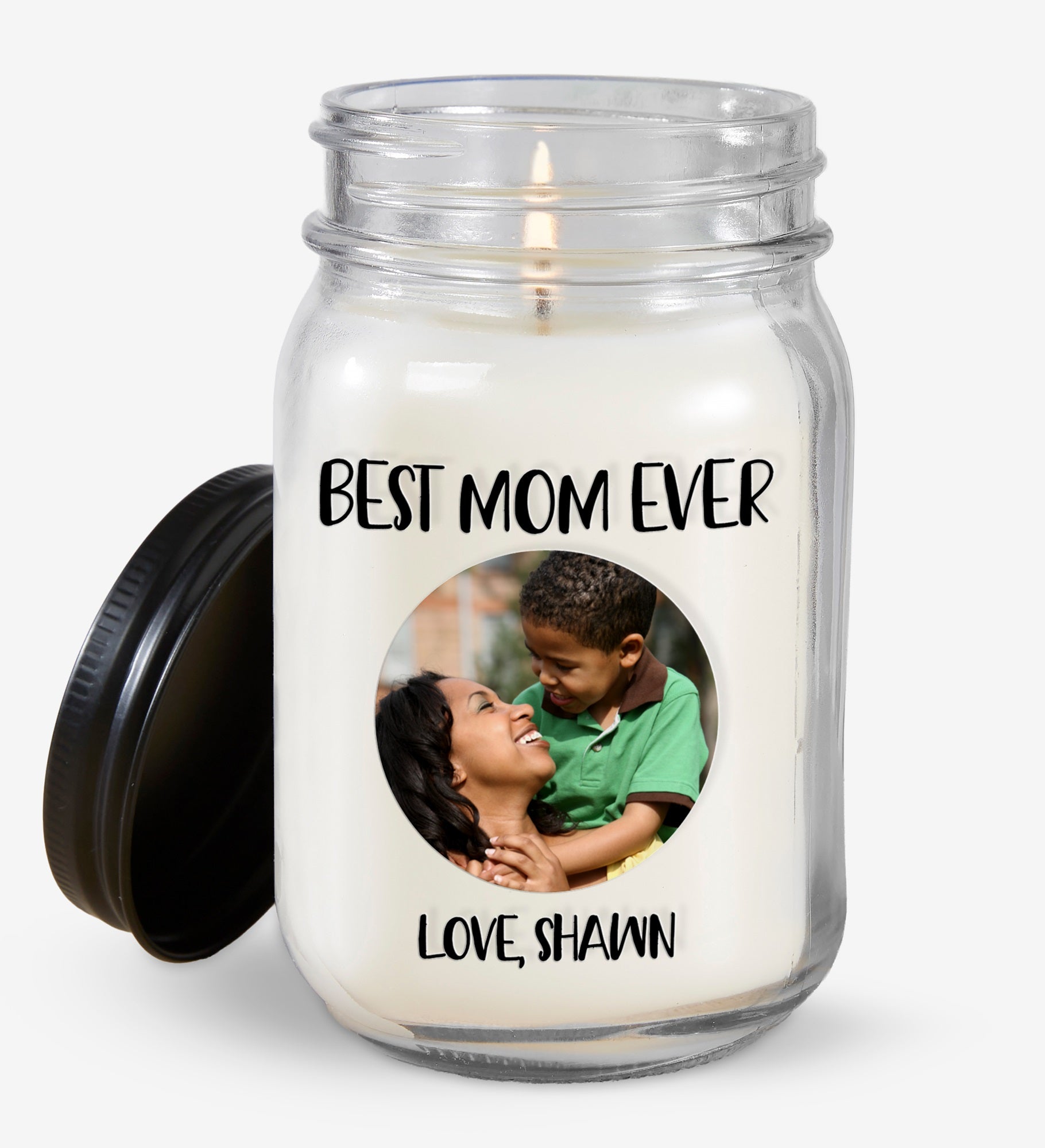 Photo Message Personalized Farmhouse Candle Jar for Her