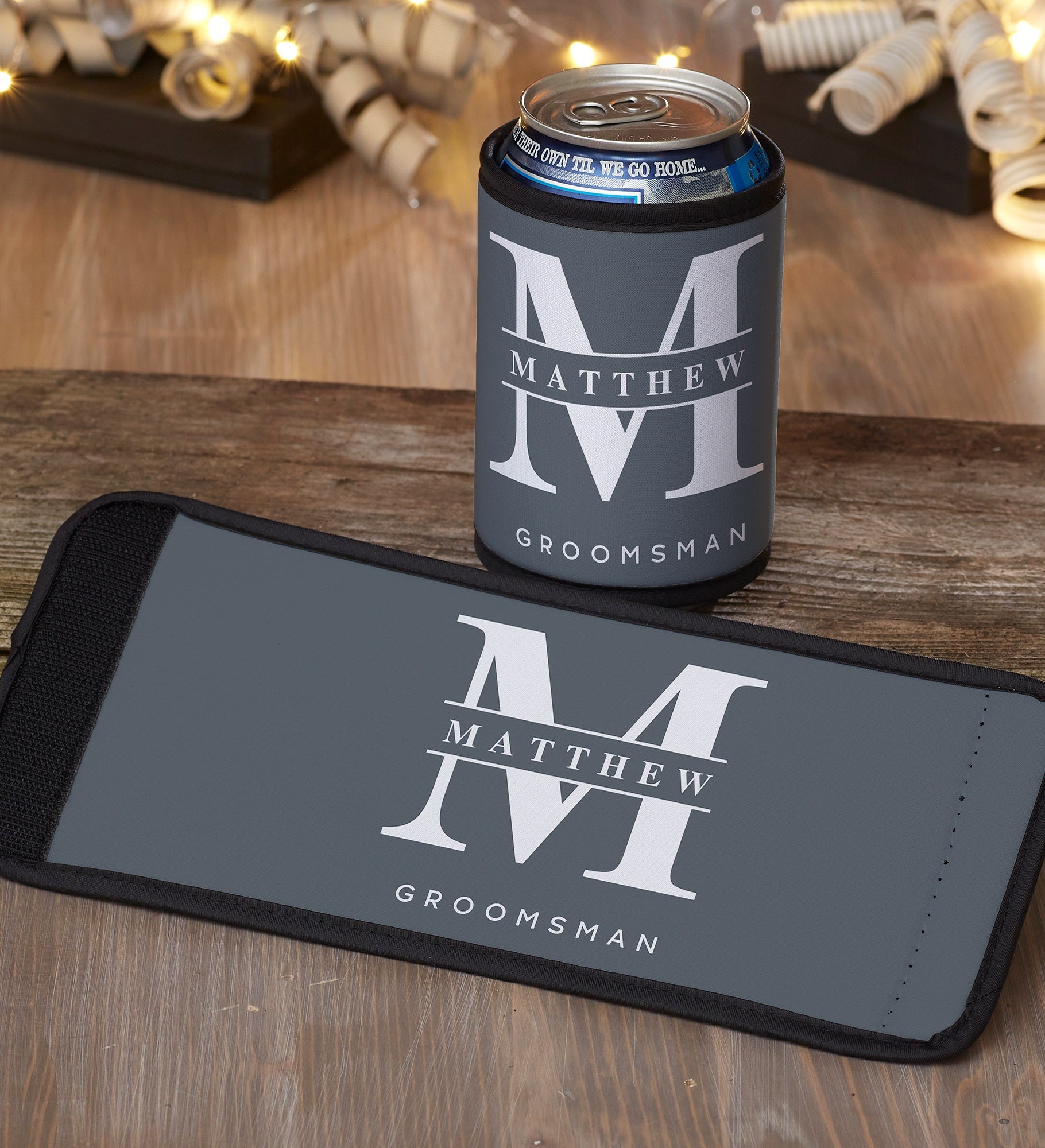 Lavish Groomsmen Wedding Personalized Can & Bottle Wrap