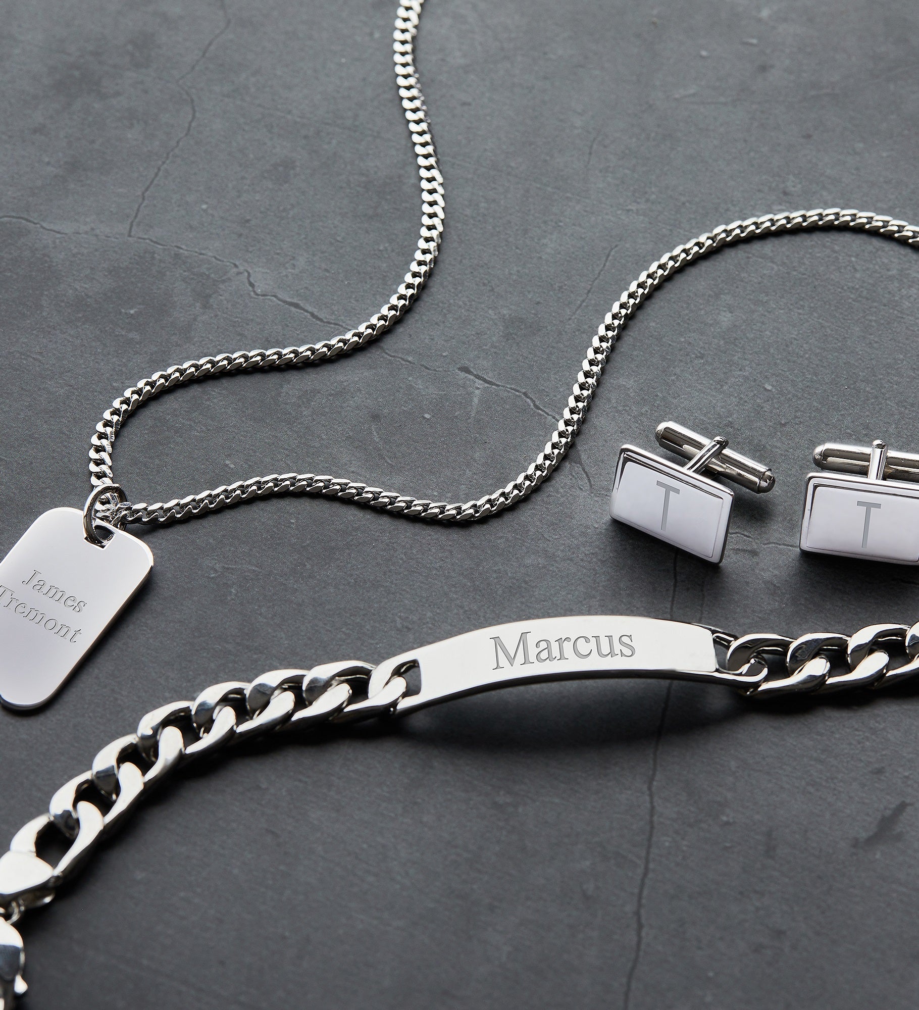 Engraved Men’s Stainless Steel Curb Link ID Bracelet